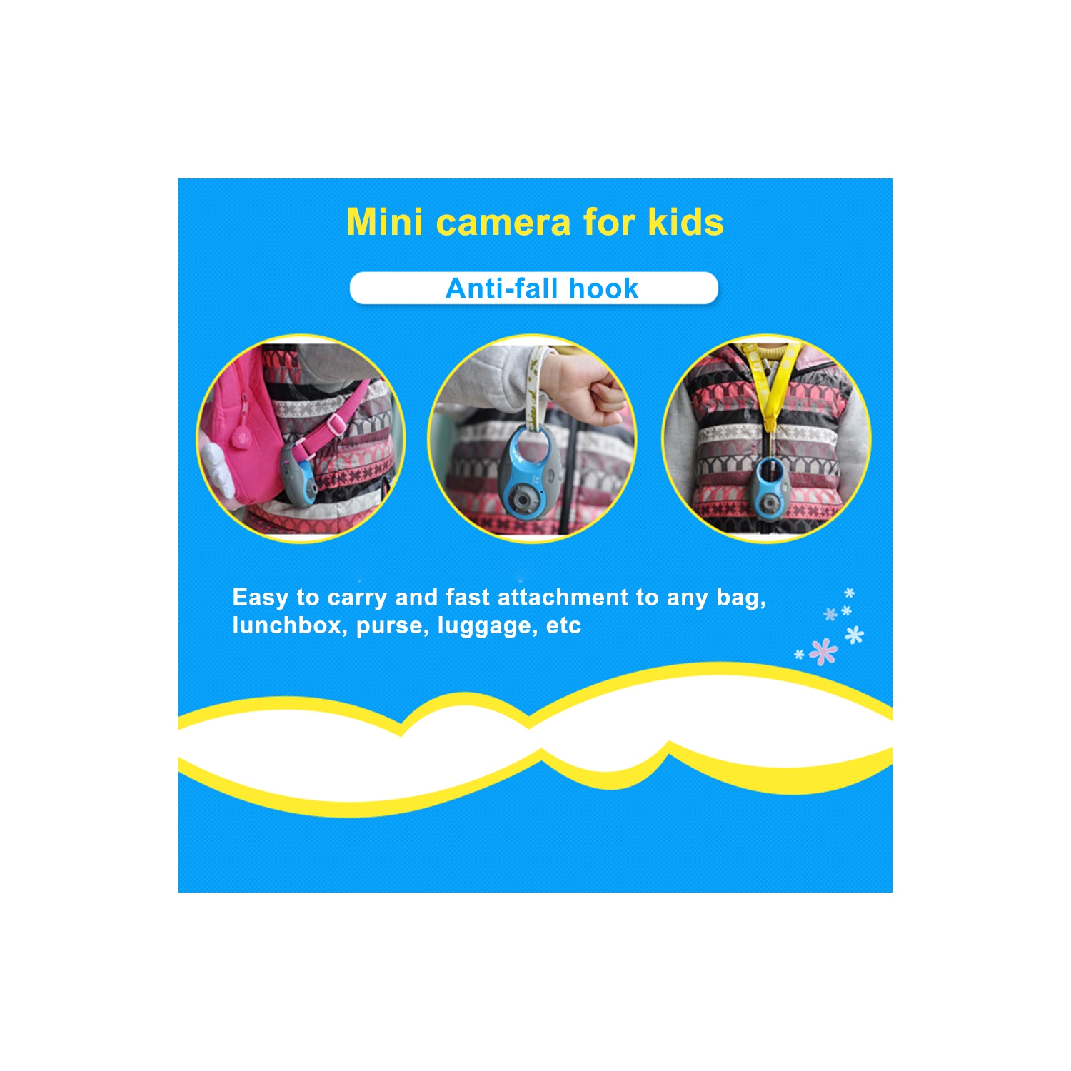 Mini camera for kids with anti-fall hook - Children's digital camera, shoot and watch, night shooting HD screen