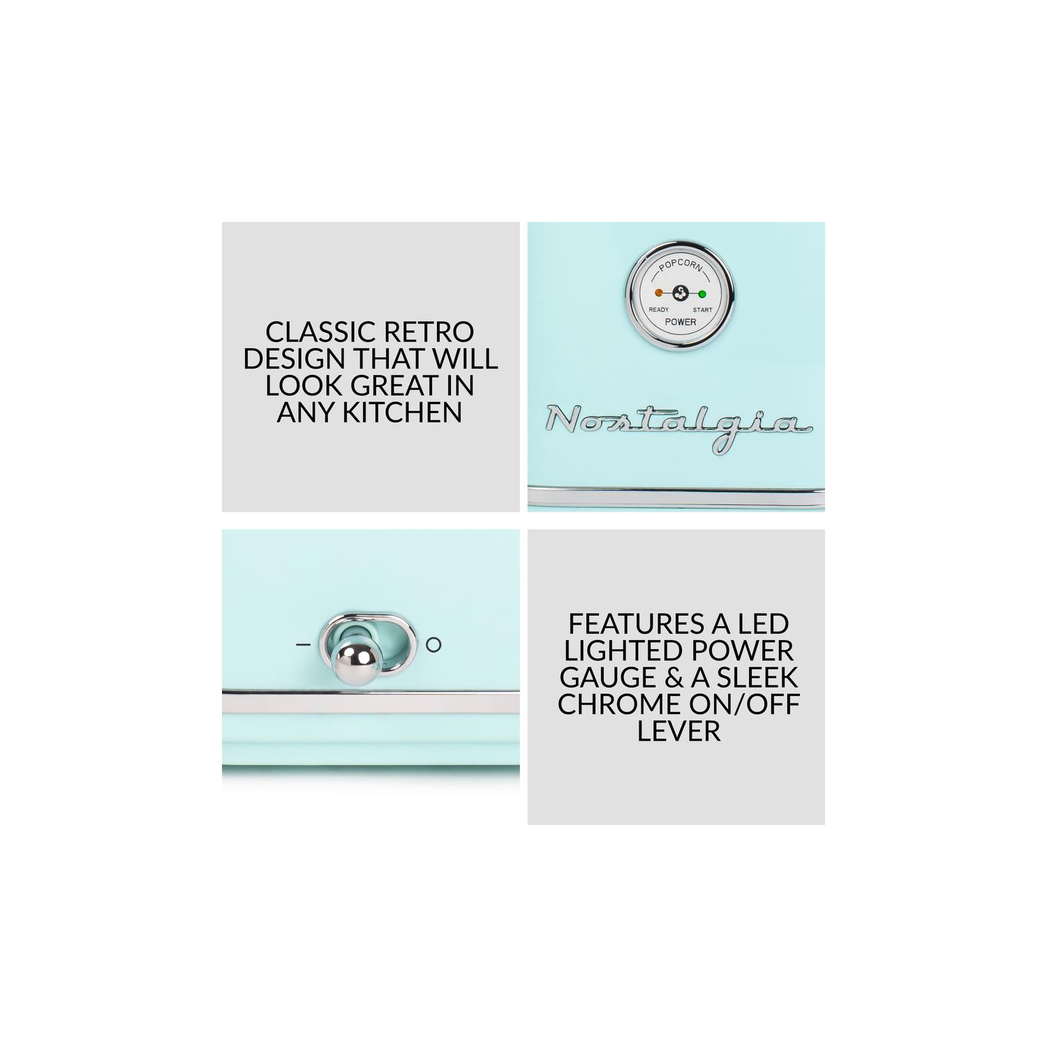 Nostalgia Classic Retro Machine à pop-corn à air chaud 12 tasses Aqua