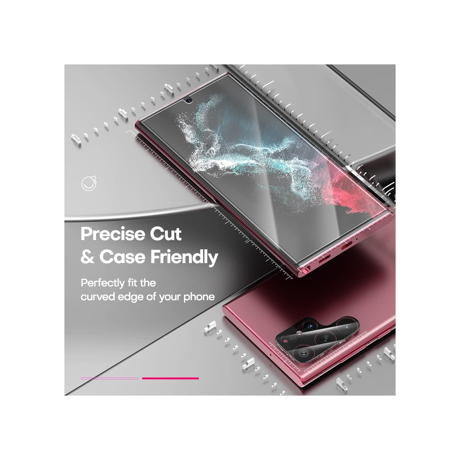 2 protecteurs d’écran en TPUR/2 protecteurs d’objectif d’appareil photo Galaxy S22 Ultra et 2 protecteurs d’écran en TPU souple pour Galaxy S22 Ultra