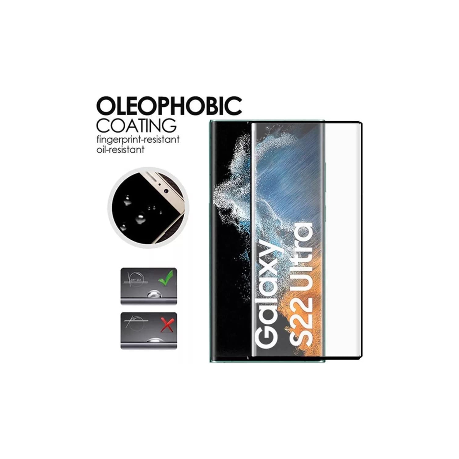 Protecteur d'écran et protecteur d'objectif en verre trempé de Navor pour Galaxy S22 Ultra de Samsung - Paquet de 4