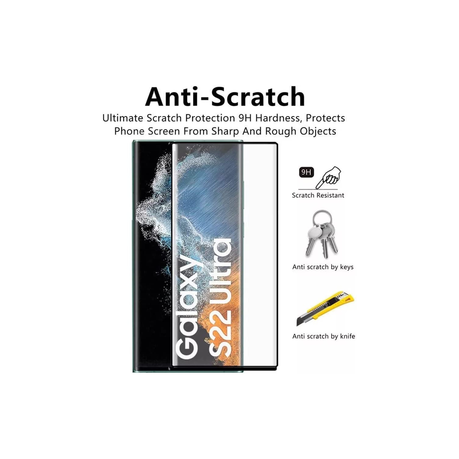 Protecteur d'écran et protecteur d'objectif en verre trempé de Navor pour Galaxy S22 Ultra de Samsung - Paquet de 4