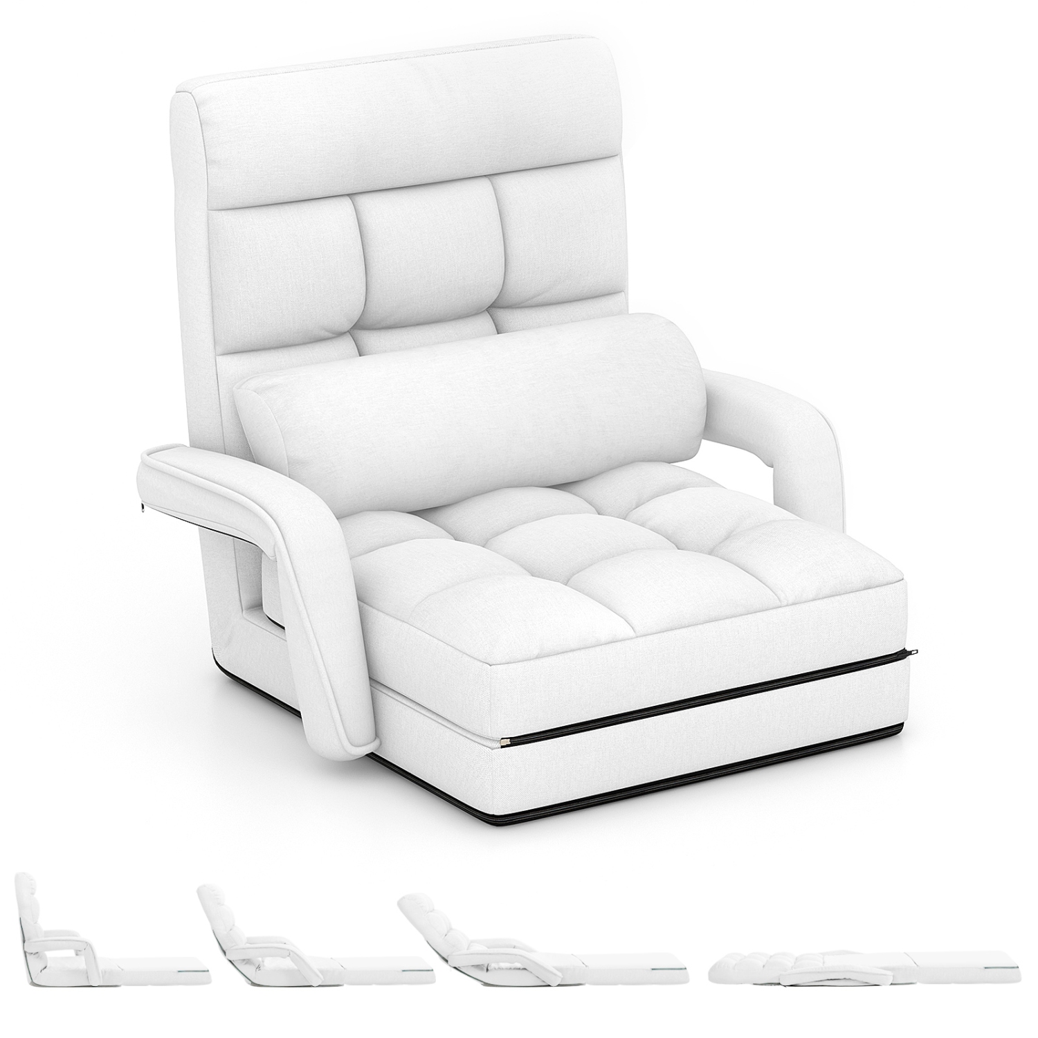 Chaise longue pliante Gymax chaise longue à accoudoirs et chaise longue, canapé Lazy