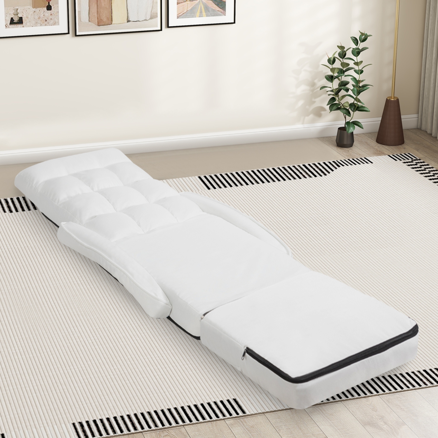 Chaise longue pliante Gymax chaise longue à accoudoirs et chaise longue, canapé Lazy