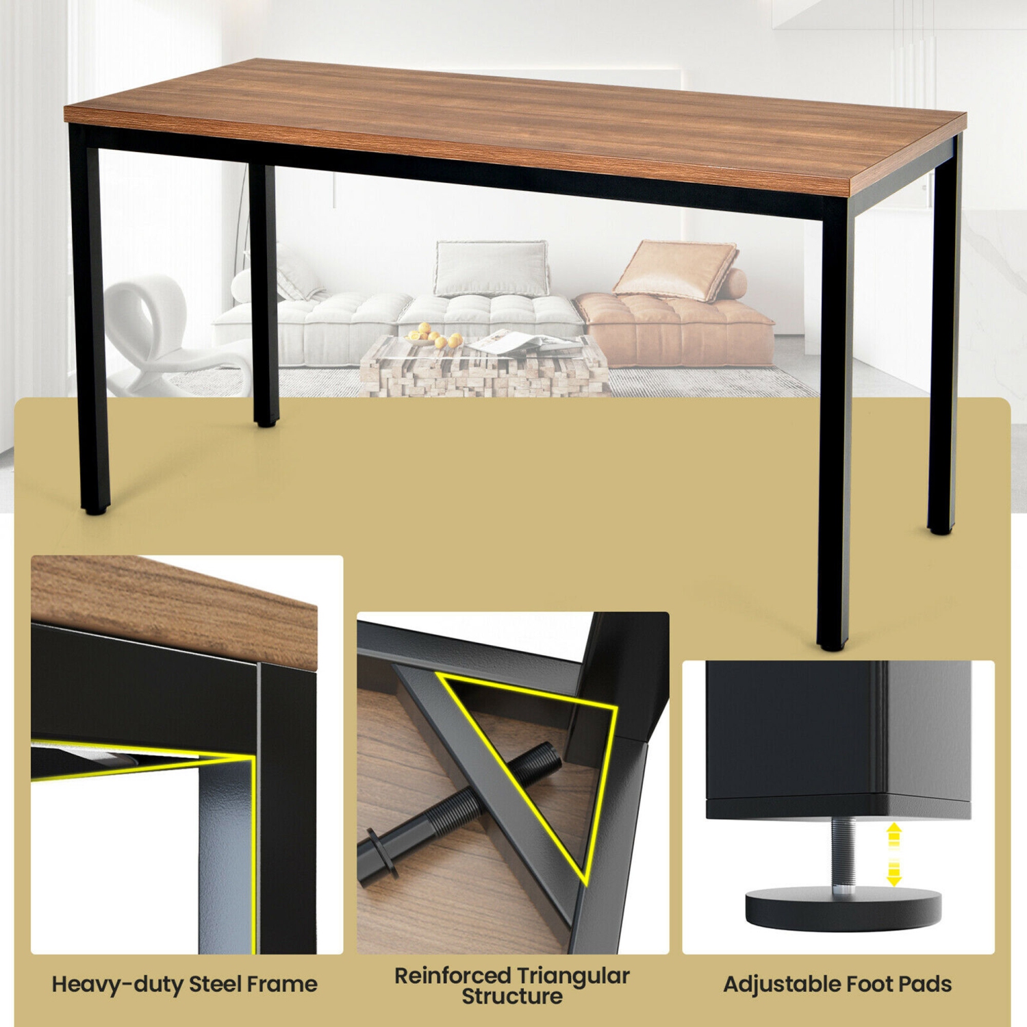 Gymax 55'' Conference Table Office Computer Study Desk Metal Base Meeting Room