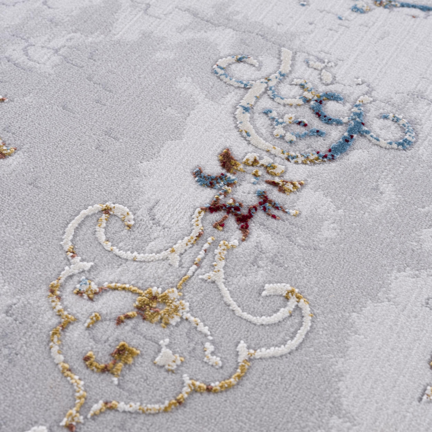 Tapis d'intérieur contemporain Seraphin gris abstrait/rouge branche