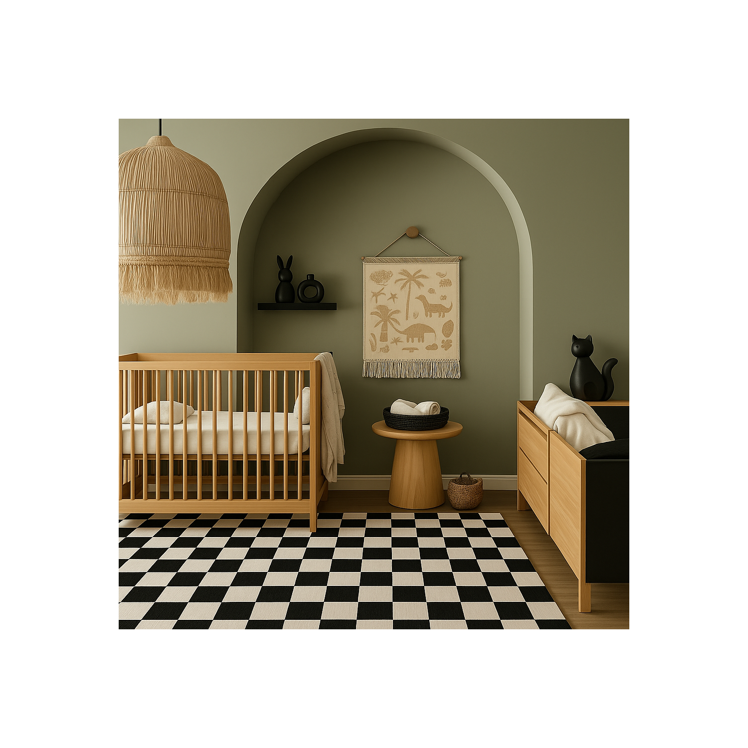 Rug Branch Metro Checkered Noir Non-Toxic, Child and Pet Safe - Indoor Area Rug for Kids, Black - Playroom, Nursery, and Children Bedroom