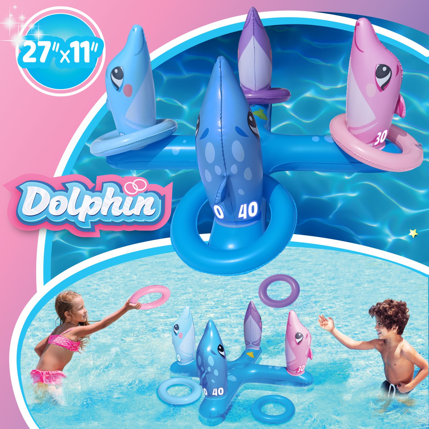 Splash Buddies Inflatable Dolphin Ring Toss Game