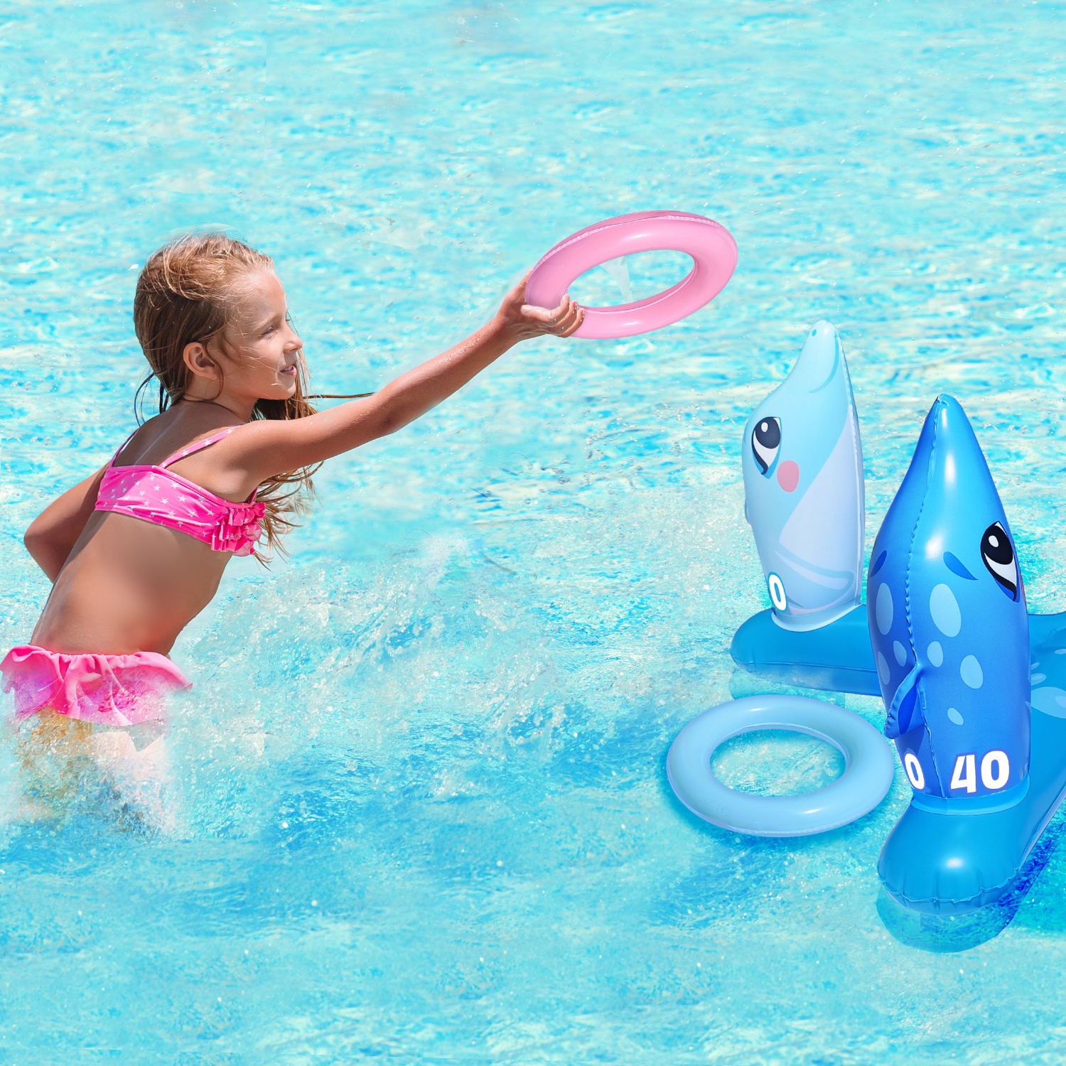 Splash Buddies Inflatable Dolphin Ring Toss Game