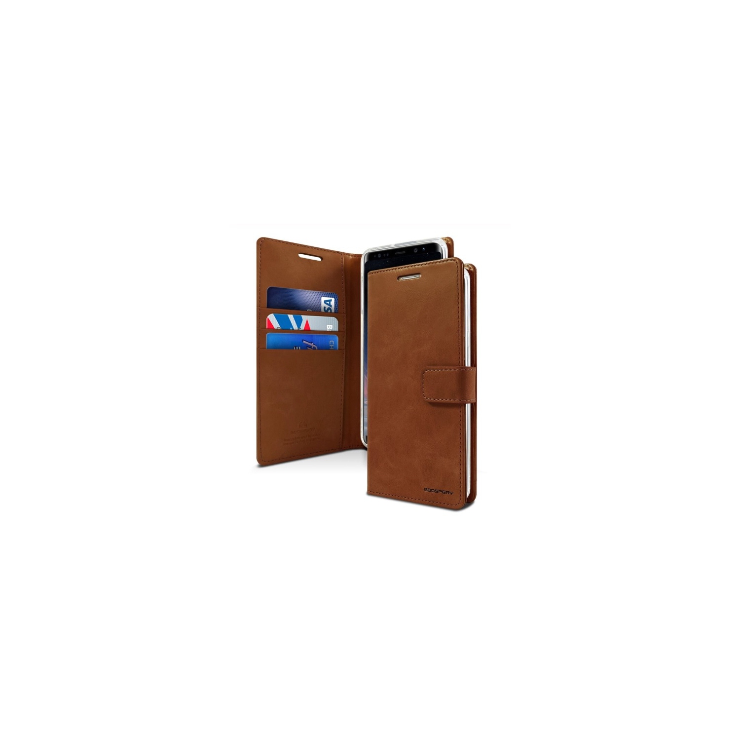 TopSave Goospery Bluemoon Card Slot w/Magnetic Clip Leather Folio Wallet Flip For Samsung Galaxy A33 5G, Brown