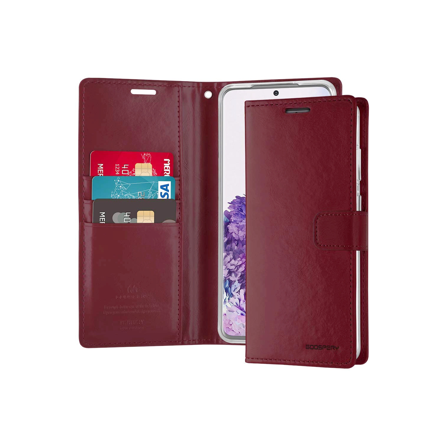 TopSave Goospery Bluemoon Card Slot w/Magnetic Clip Leather Folio Wallet Flip For Samsung Galaxy A33 5G, Burgundy