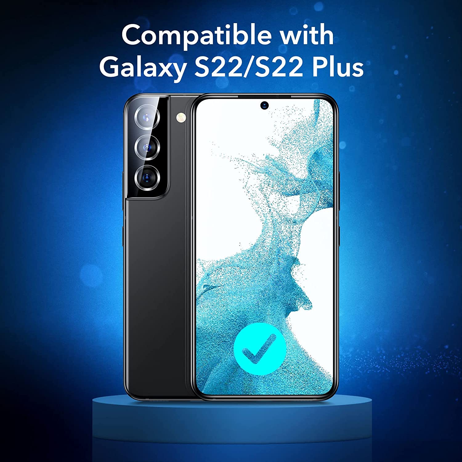 Paquet de 2 protecteurs d’objectif pour Galaxy S22/S22 plus de Samsung, verre trempé ultra-mince résistant aux égratignures, noir