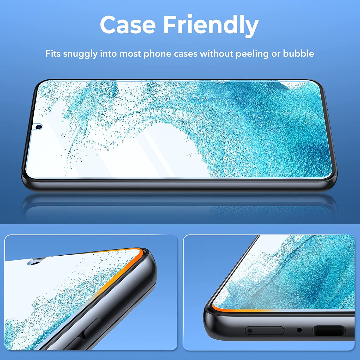 2 Packs Screen Protector for Samsung Galaxy S22 Plus + 2 Packs Camera Lens Protector with Accurate Alignment Frame, 9H Tempered Glass