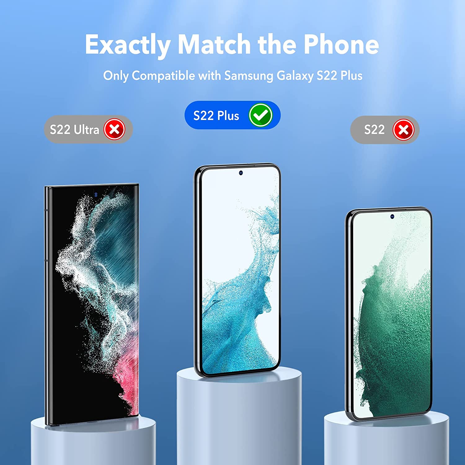 2 Packs Screen Protector for Samsung Galaxy S22 Plus + 2 Packs Camera Lens Protector with Accurate Alignment Frame, 9H Tempered Glass