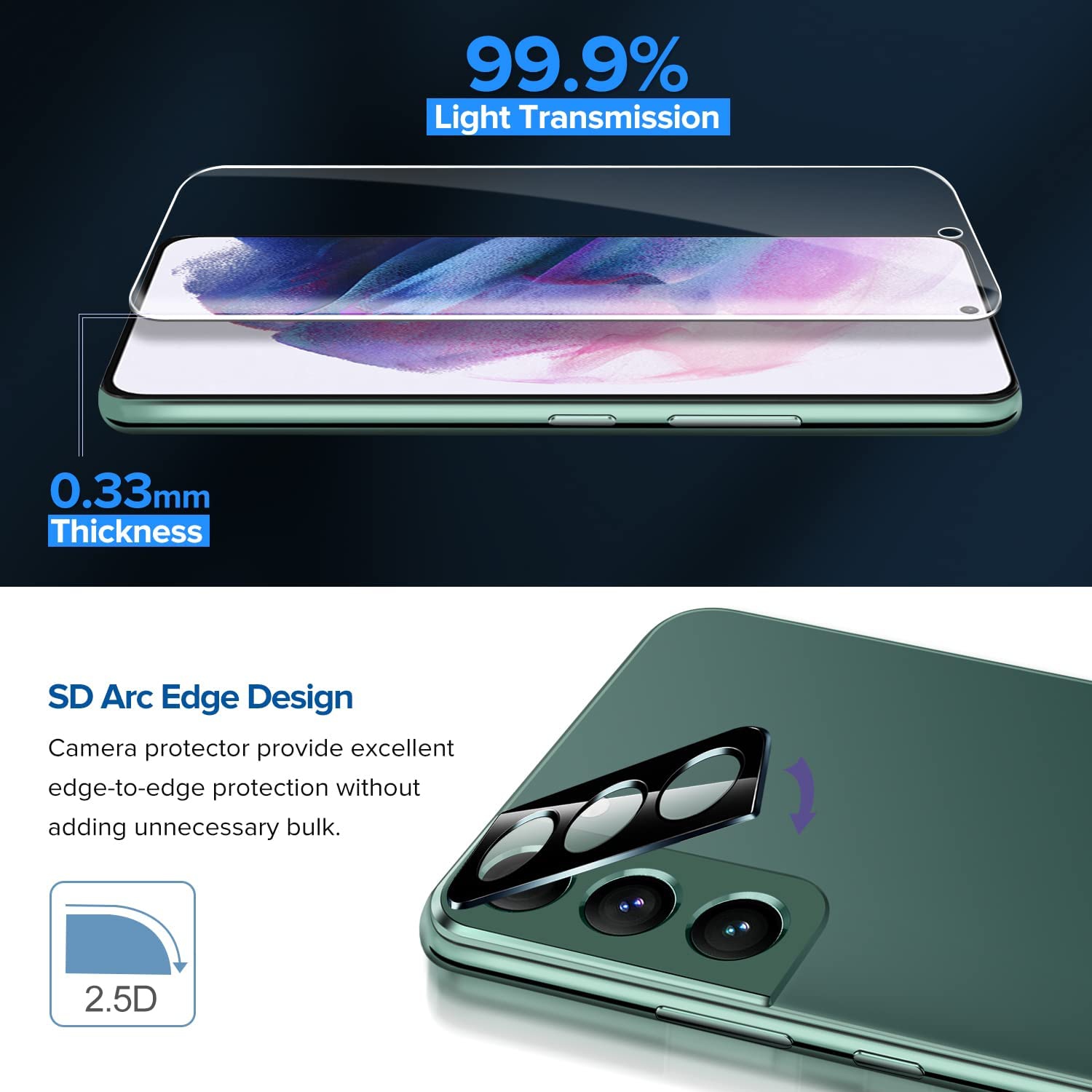 [4 Pack] Screen Protector for Samsung Galaxy S22 5G 2022 [2 Pack] with 2 Pack Camera Lens Protector Tempered Glass, Alignment Frame, Easy Installation