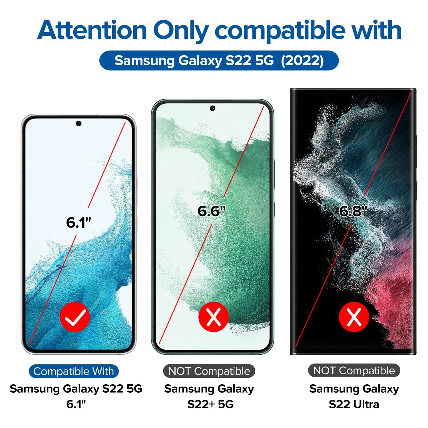 [4 Pack] Screen Protector for Samsung Galaxy S22 5G 2022 [2 Pack] with 2 Pack Camera Lens Protector Tempered Glass, Alignment Frame, Easy Installation