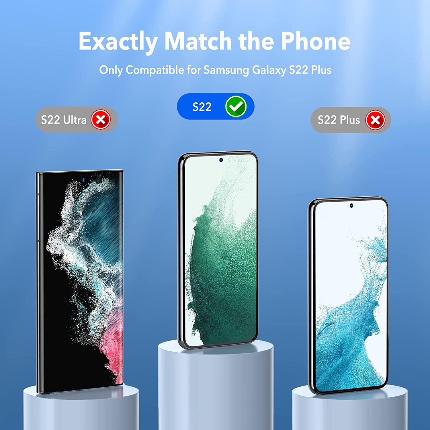 [Paquets de 2 + 2] paquets de 2 protecteurs d'écran pour Galaxy S22 et 2 paquets de protecteurs d'objectif 6,1 po avec cadre à alignement précis,