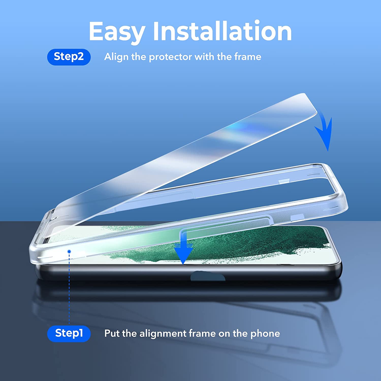 [Paquets de 2 + 2] paquets de 2 protecteurs d'écran pour Galaxy S22 et 2 paquets de protecteurs d'objectif 6,1 po avec cadre à alignement précis,