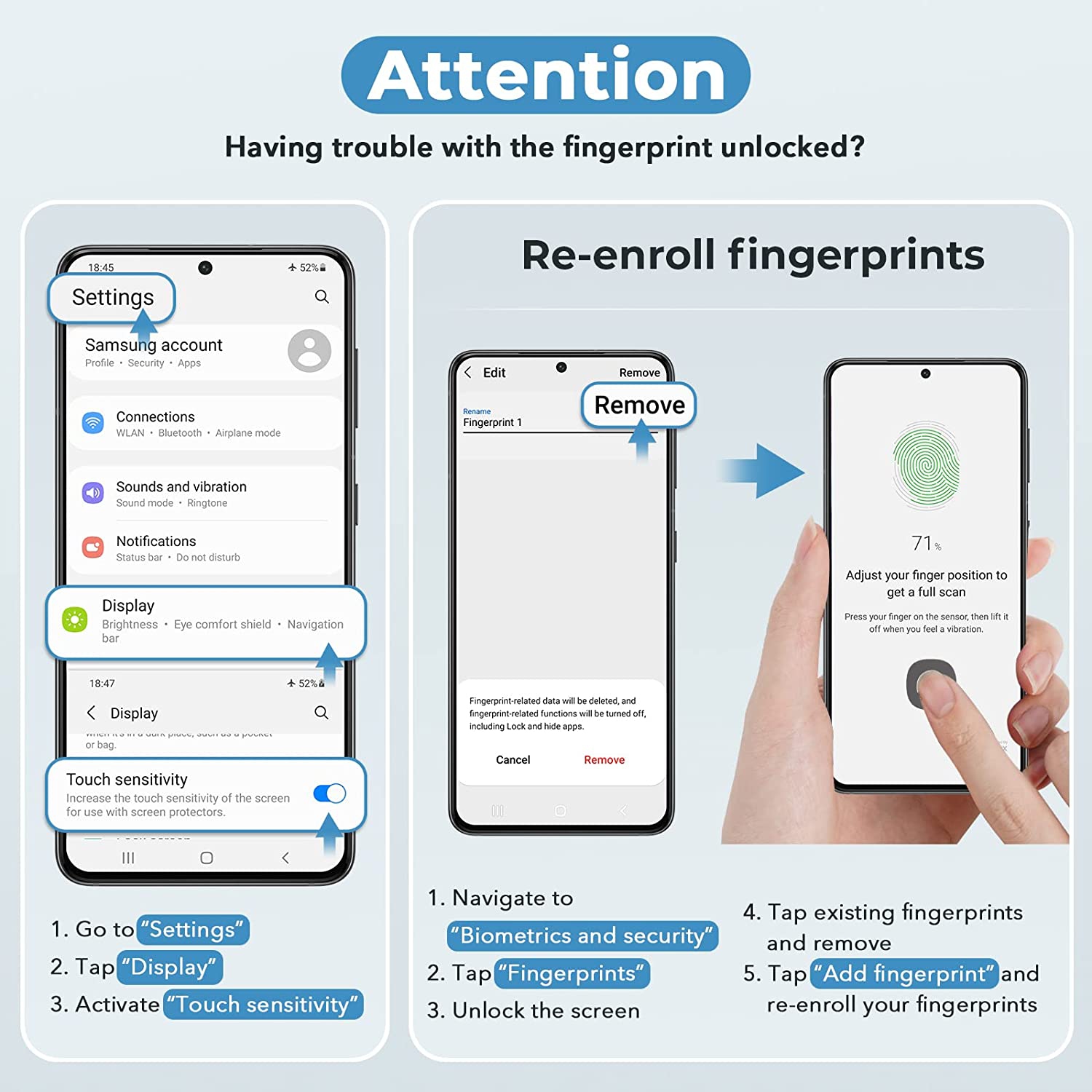 Paquet de 3 protecteurs d’écran pour Galaxy S22 de Samsung, protecteur d’écran en verre trempé 9H, installation facile, anti-rayures, compatible avec