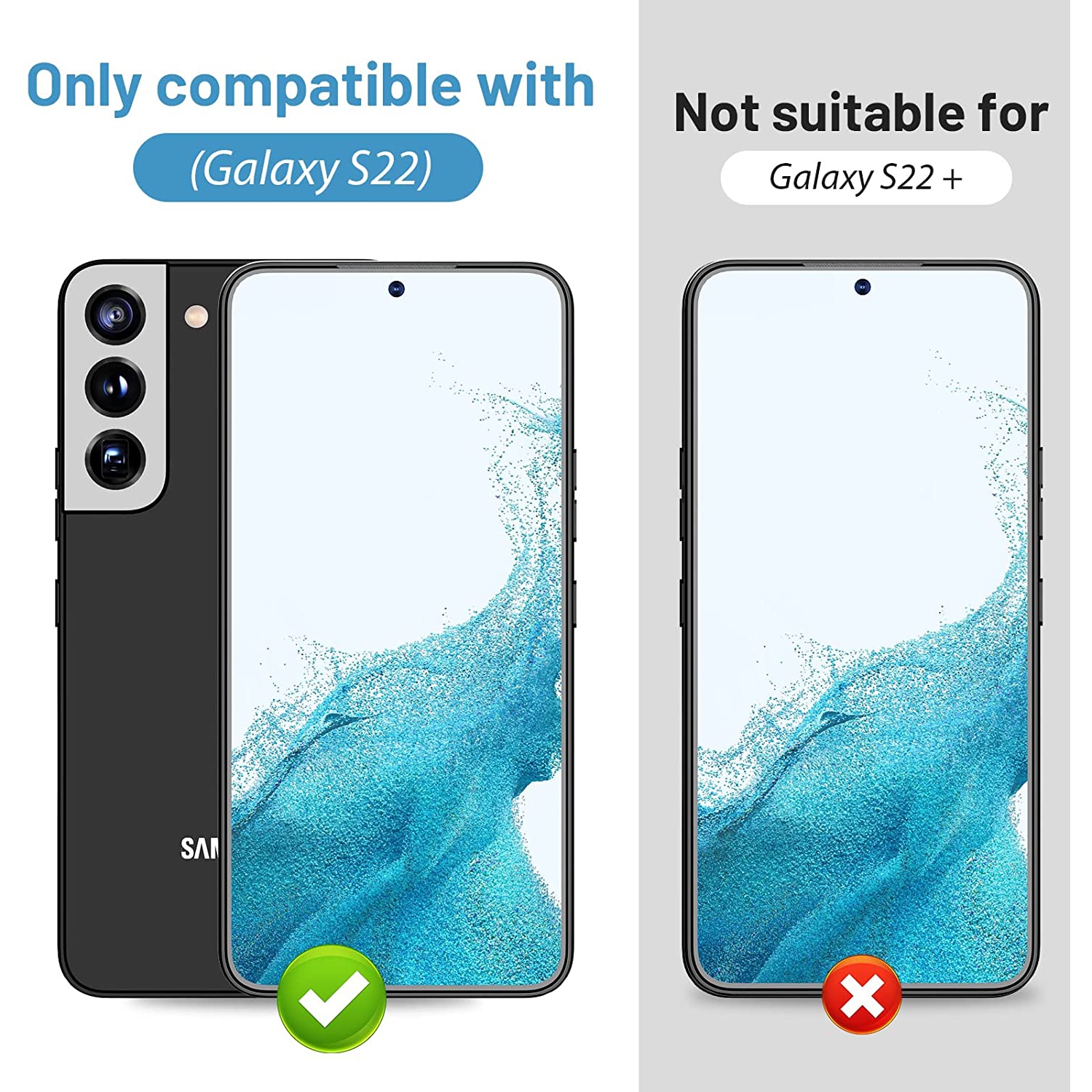 Paquet de 3 protecteurs d’écran pour Galaxy S22 de Samsung, protecteur d’écran en verre trempé 9H, installation facile, anti-rayures, compatible avec