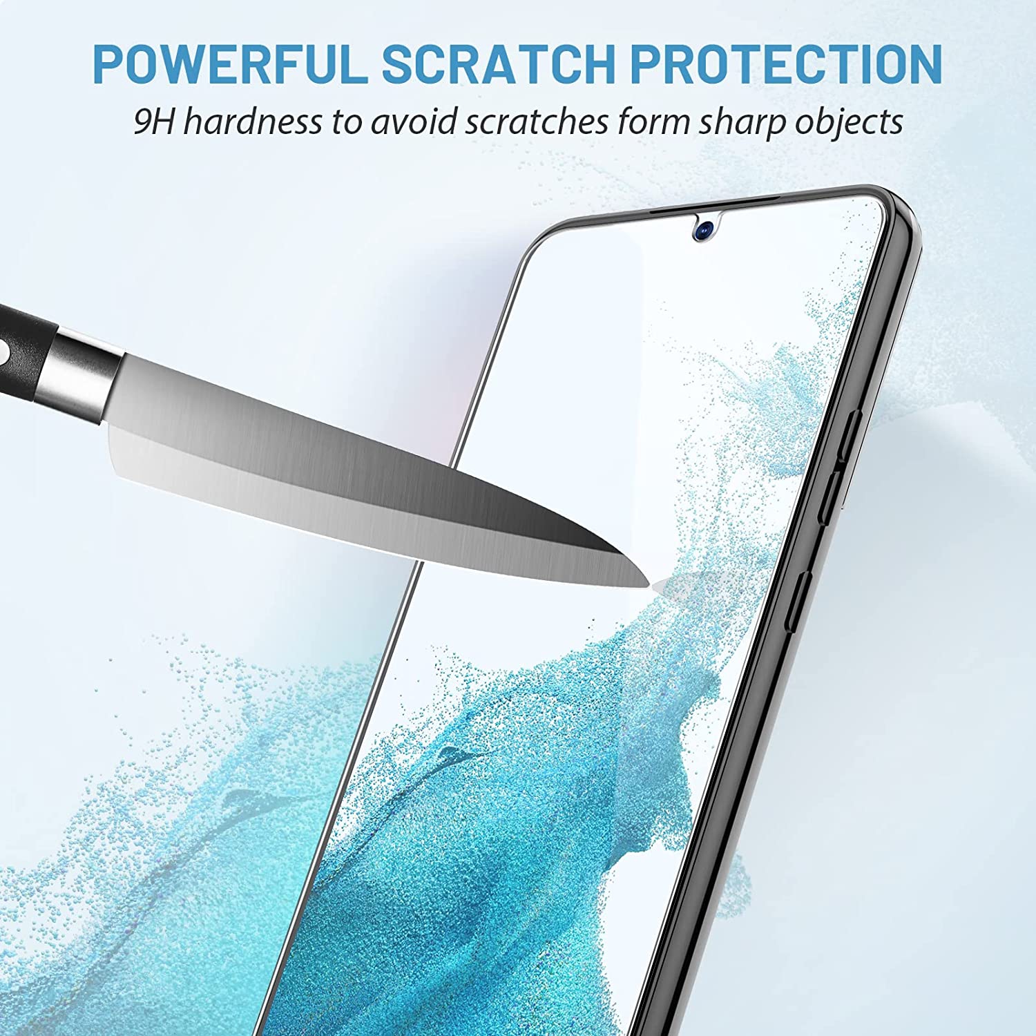 Paquet de 3 protecteurs d’écran pour Galaxy S22 de Samsung, protecteur d’écran en verre trempé 9H, installation facile, anti-rayures, compatible avec