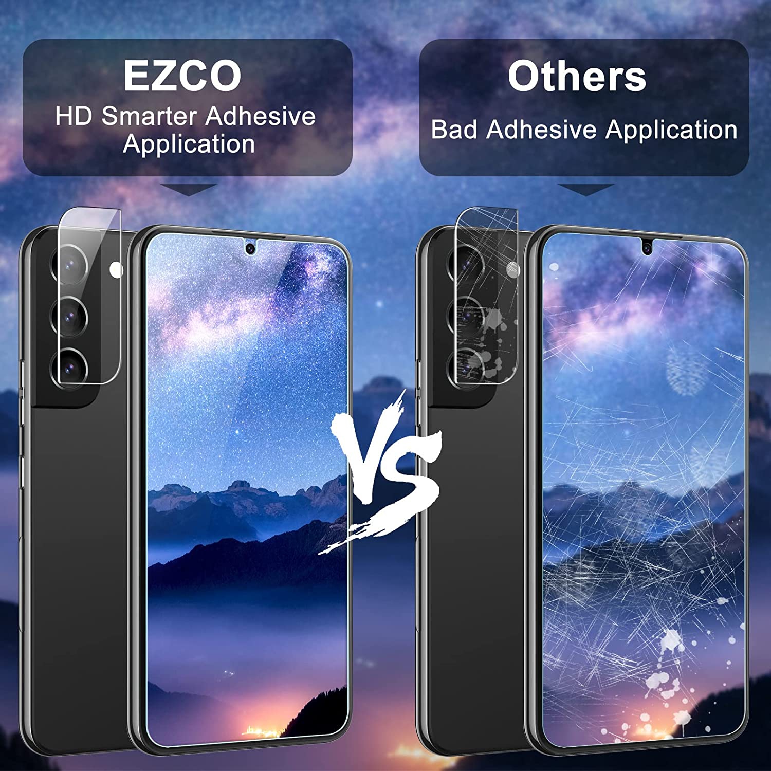 Protecteur d'écran en verre trempé et protecteur d'objectif HD de Navor pour Galaxy S22 5G 6,1&nbsp;po de Samsung avec cadre d'installation - 2