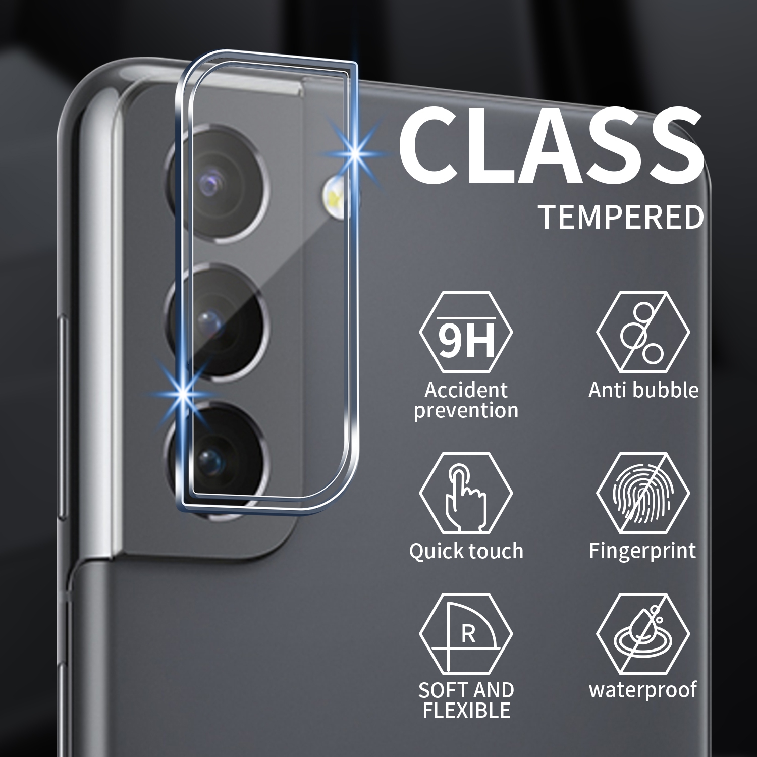 Protecteur d'écran en verre trempé et protecteur d'objectif HD de Navor pour Galaxy S22 5G 6,1&nbsp;po de Samsung avec cadre d'installation - 2