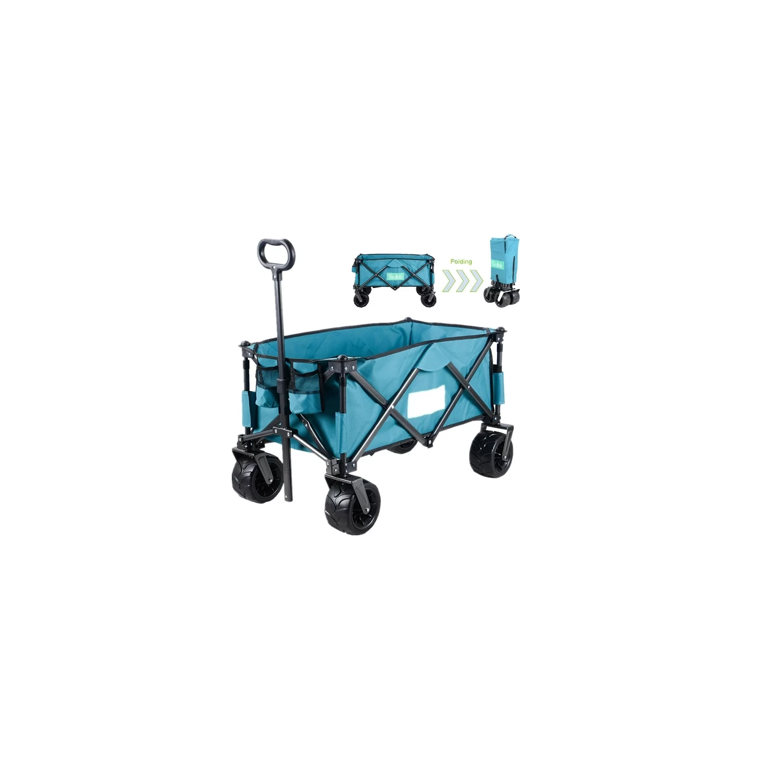 Chariot utilitaire d'extérieur pliable utilitaire 176&nbsp;lb chargement, chariot de jardin repliable robuste Camping chariot avec sac de rangement