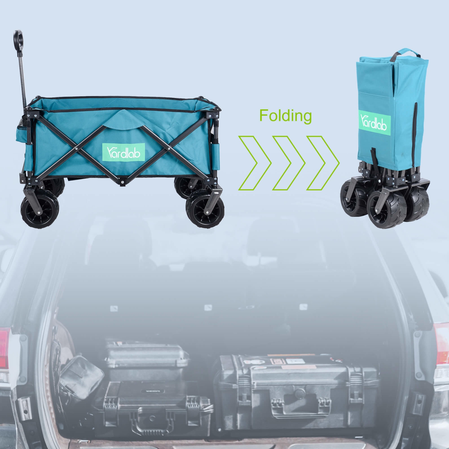 Chariot utilitaire d'extérieur pliable utilitaire 176&nbsp;lb chargement, chariot de jardin repliable robuste Camping chariot avec sac de rangement