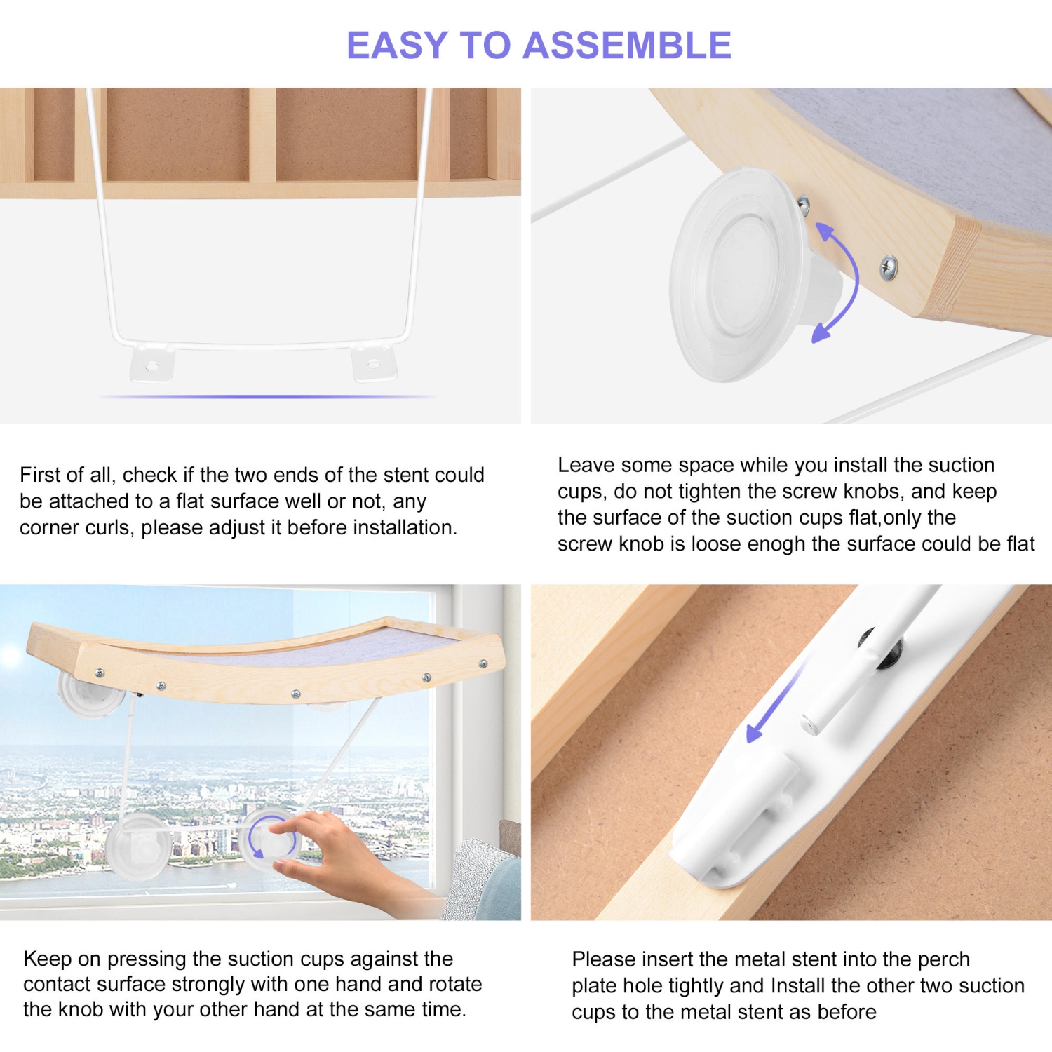 Perchoir de fenêtre pour chat, siège de fenêtre pour hamac pour chat avec ventouses solides, lit pour chat monté sur fenêtre pour chats d'intérieur