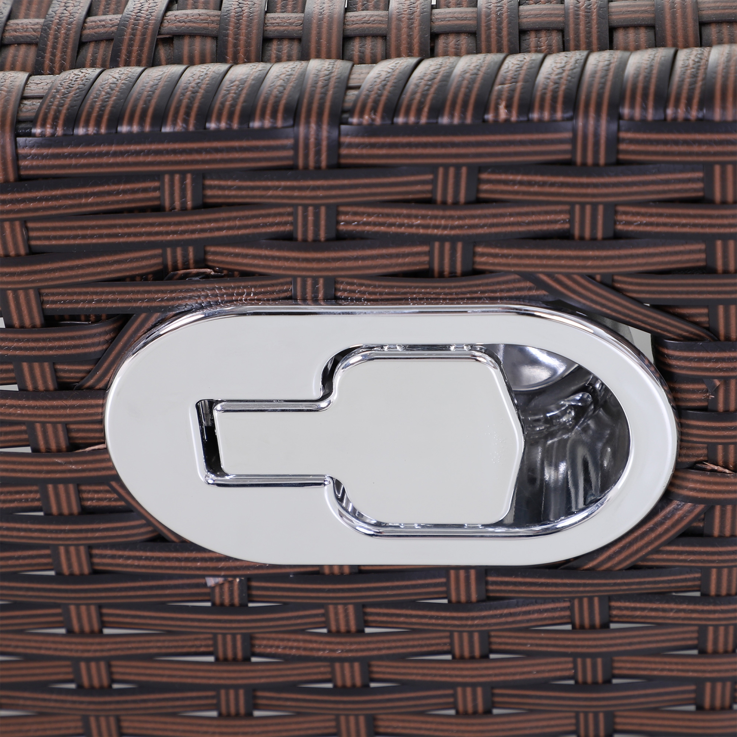 Outsunny Outdoor Wicker Rocking Chair with Cushion, Patio PE Rattan Recliner Chair with Adjustable Footrest, Armrests, Dark Blue