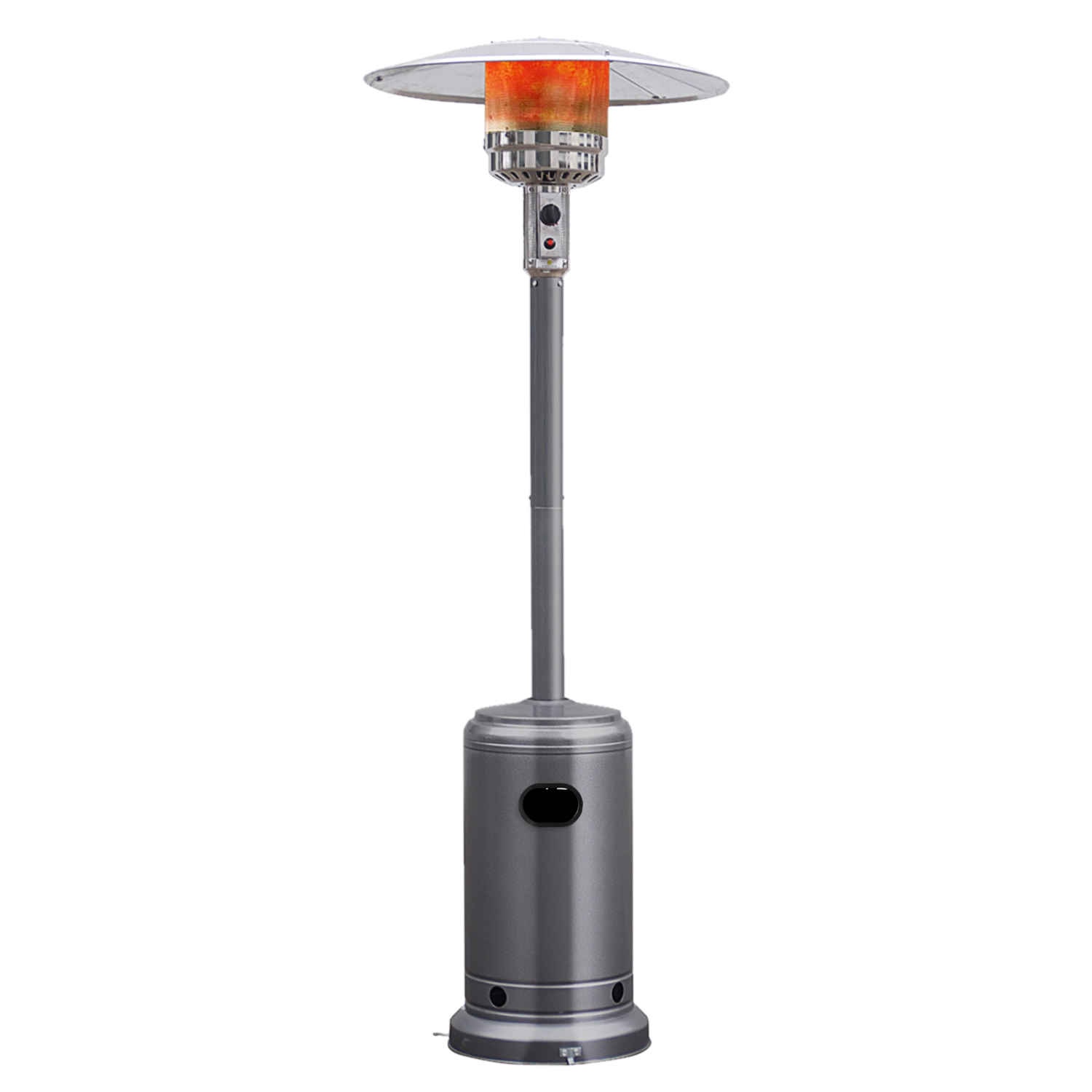 Patiojoy Outdoor 50000 BTU Standing Heater LP Propane Heater w/Wheels Silver/Black/Bronze/Gray