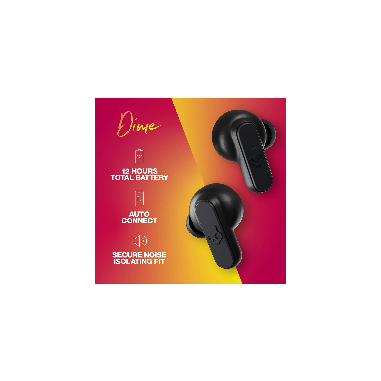 Écouteurs sans fil Skullcandy Dime True, noir véritable