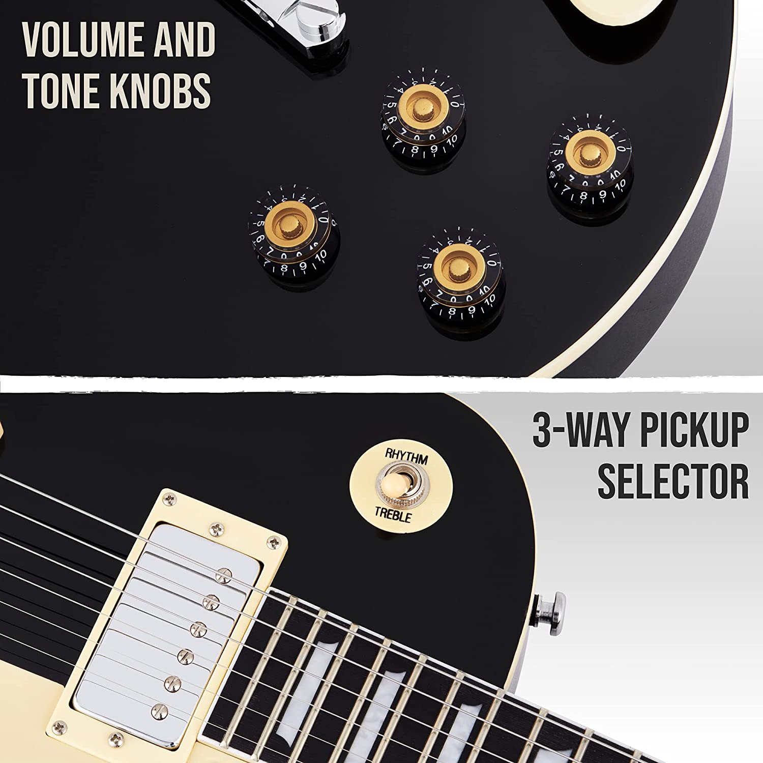 LyxPro 39” SB Series Electric Guitar, Kit for Beginner, Intermediate & Pro  Players Solid Body Guitar, Bonus 2-Pack of Picks, Mahogany Wood,  Volume/Tone Controls, 3-Way Pickup - Black
