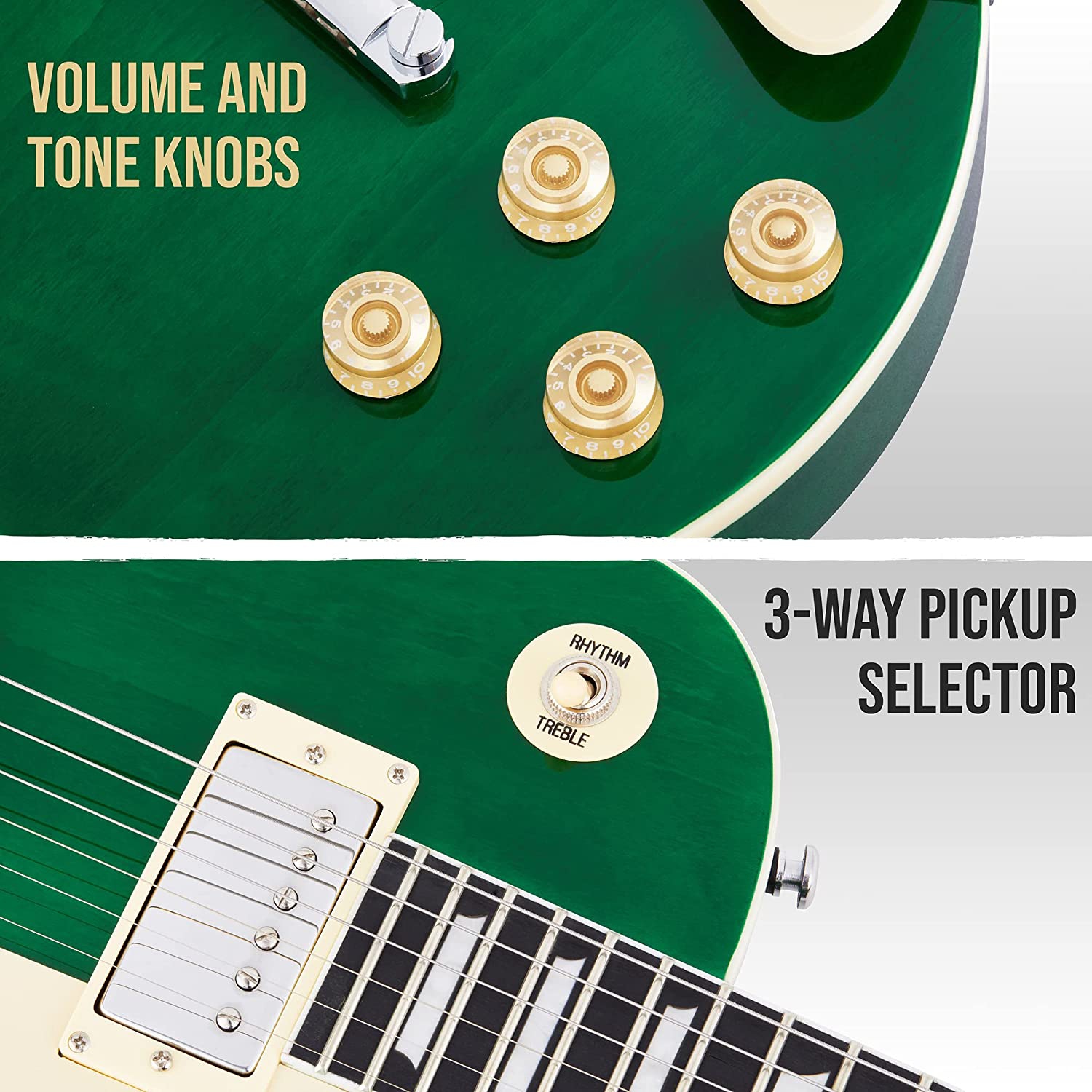 LyxPro 39” SB Series Electric Guitar, Kit for Beginner, Intermediate & Pro Players Solid Body Guitar, Bonus 2-Pack of Picks, Mahogany Wood,