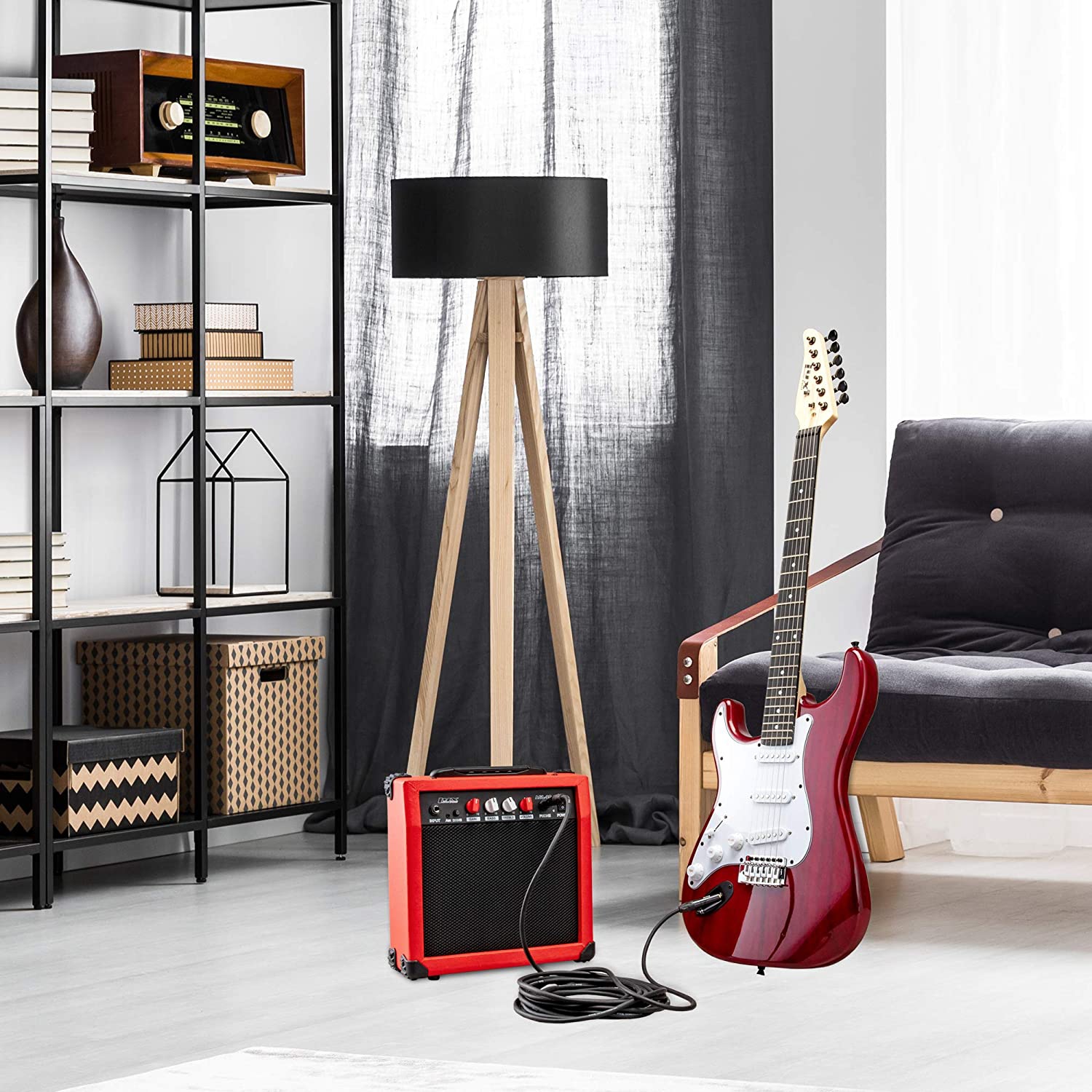 LyxPro CS 39” Left Hand Electric Guitar Kit for Beginner, Intermediate & Pro Players with Guitar, Amp Cable, 6 Picks & Learner’s Guide, Solid Wood