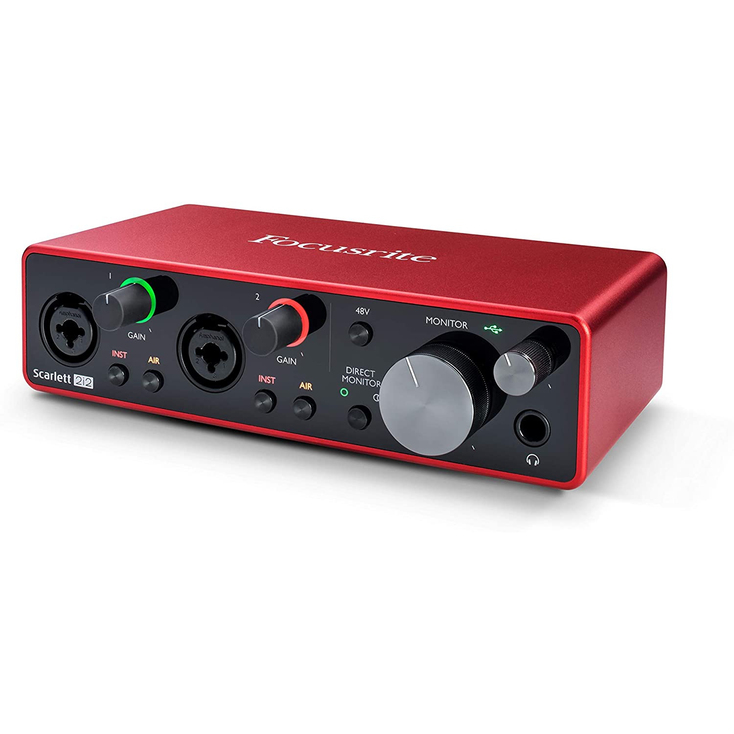 Focusrite Scarlett 2i2 2x2 USB Audio Interface Full Studio Bundle with Creative Music Production Software Kit and CR3-X Pair Studio Monitors and 1/4”