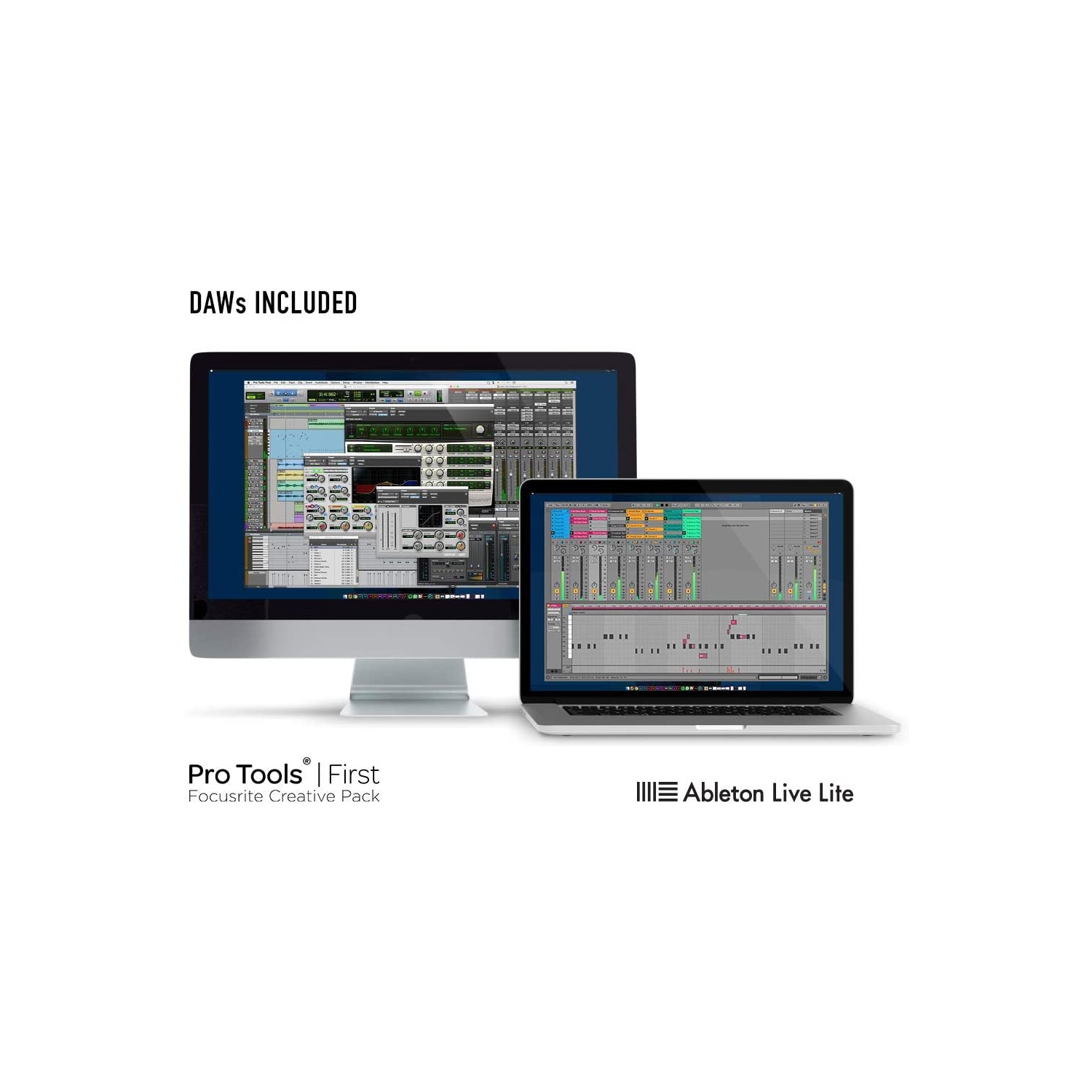 Focusrite Scarlett 2i2 2x2 USB Audio Interface Full Studio Bundle with Creative Music Production Software Kit and CR3-X Pair Studio Monitors and 1/4”