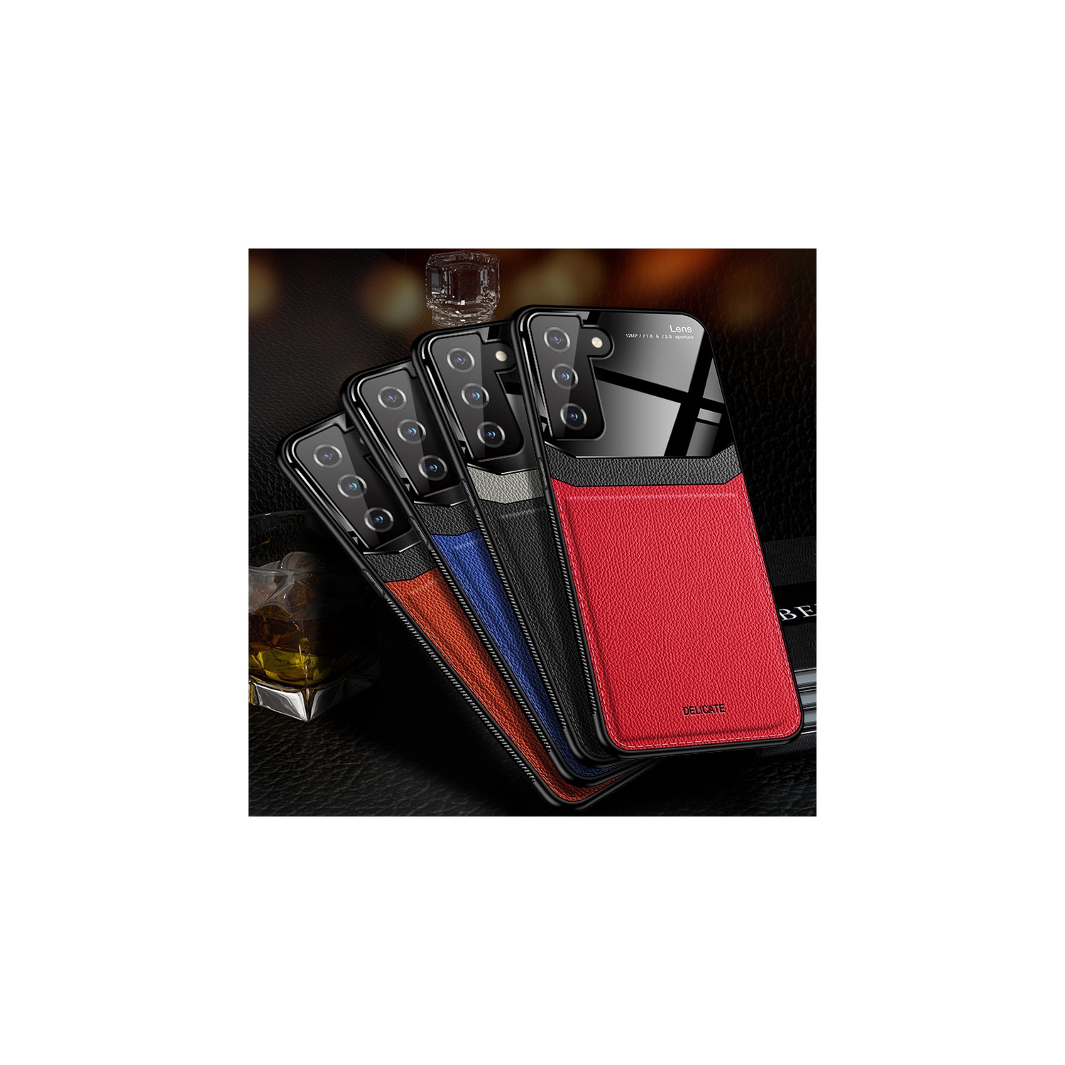 ROBINSON Leather case back cover Protective Cover Phone Case Glass Back Shell For Samsung Galaxy S22 - Free Shipping