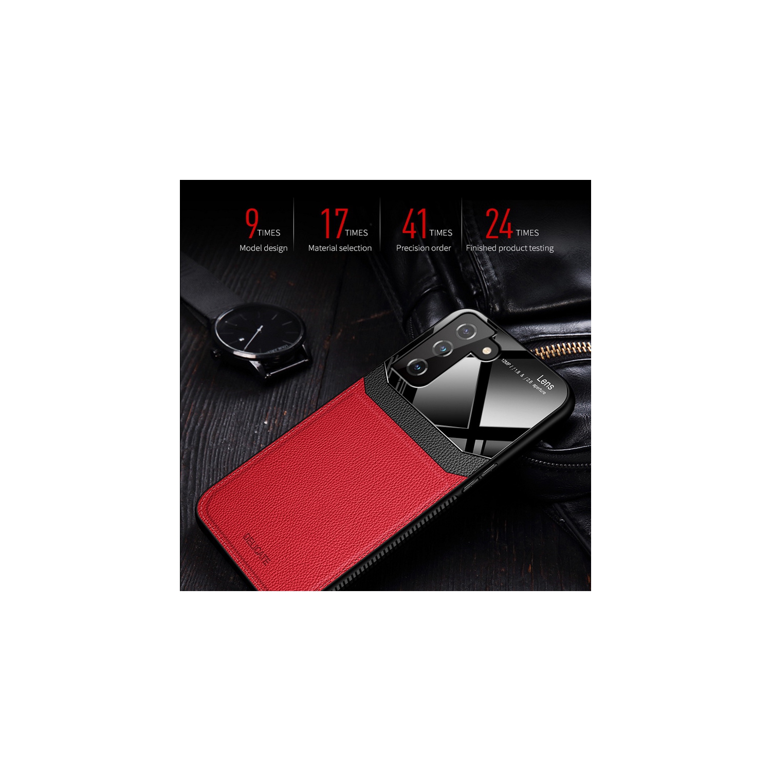 ROBINSON Étui en Cuir de PU Anti Choc Coque Mat Ultra Fine Slim Dure Etui de Protection Pour Samsung Galaxy S22 Plus