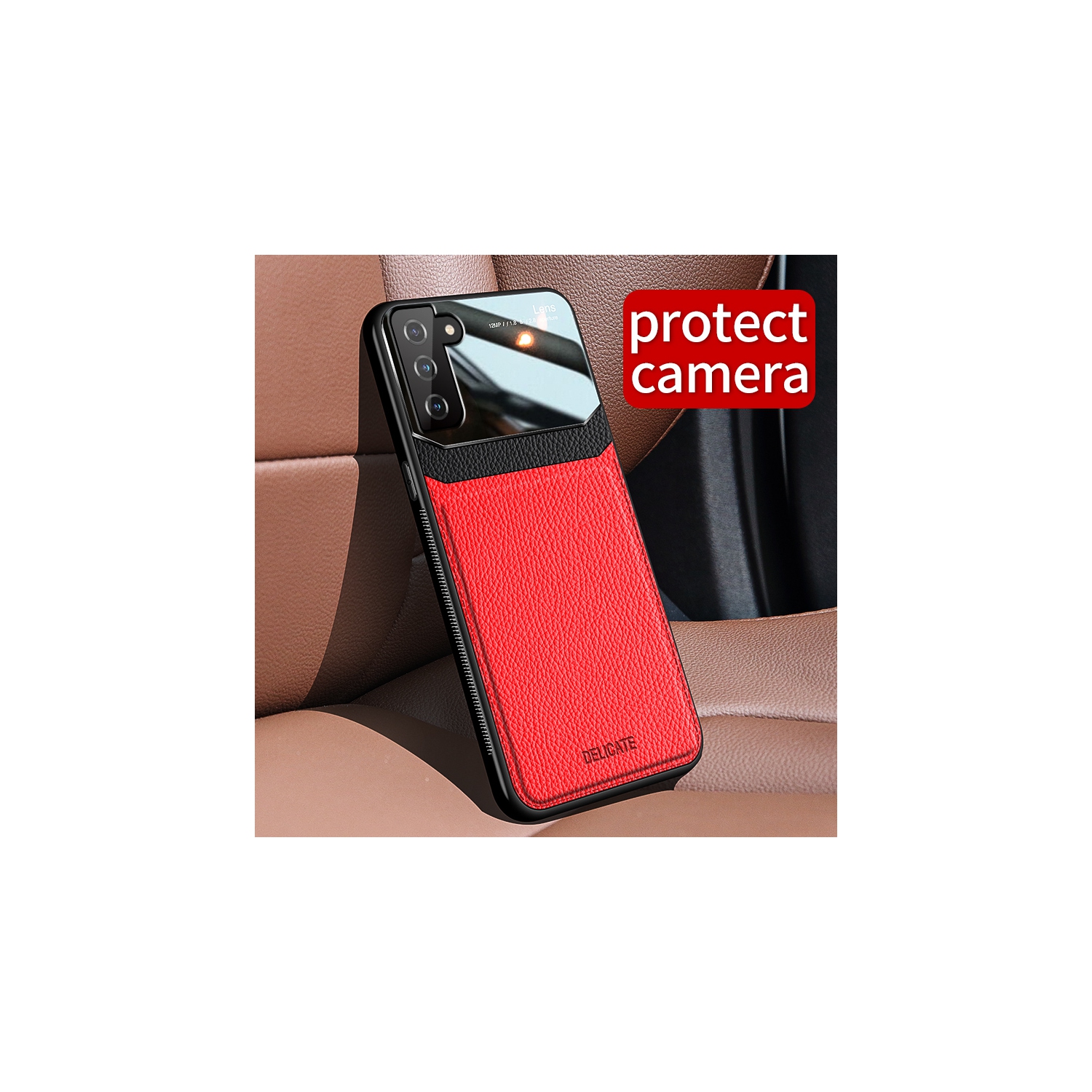 ROBINSON Étui en Cuir de PU Anti Choc Coque Mat Ultra Fine Slim Dure Etui de Protection Pour Samsung Galaxy S22 Plus