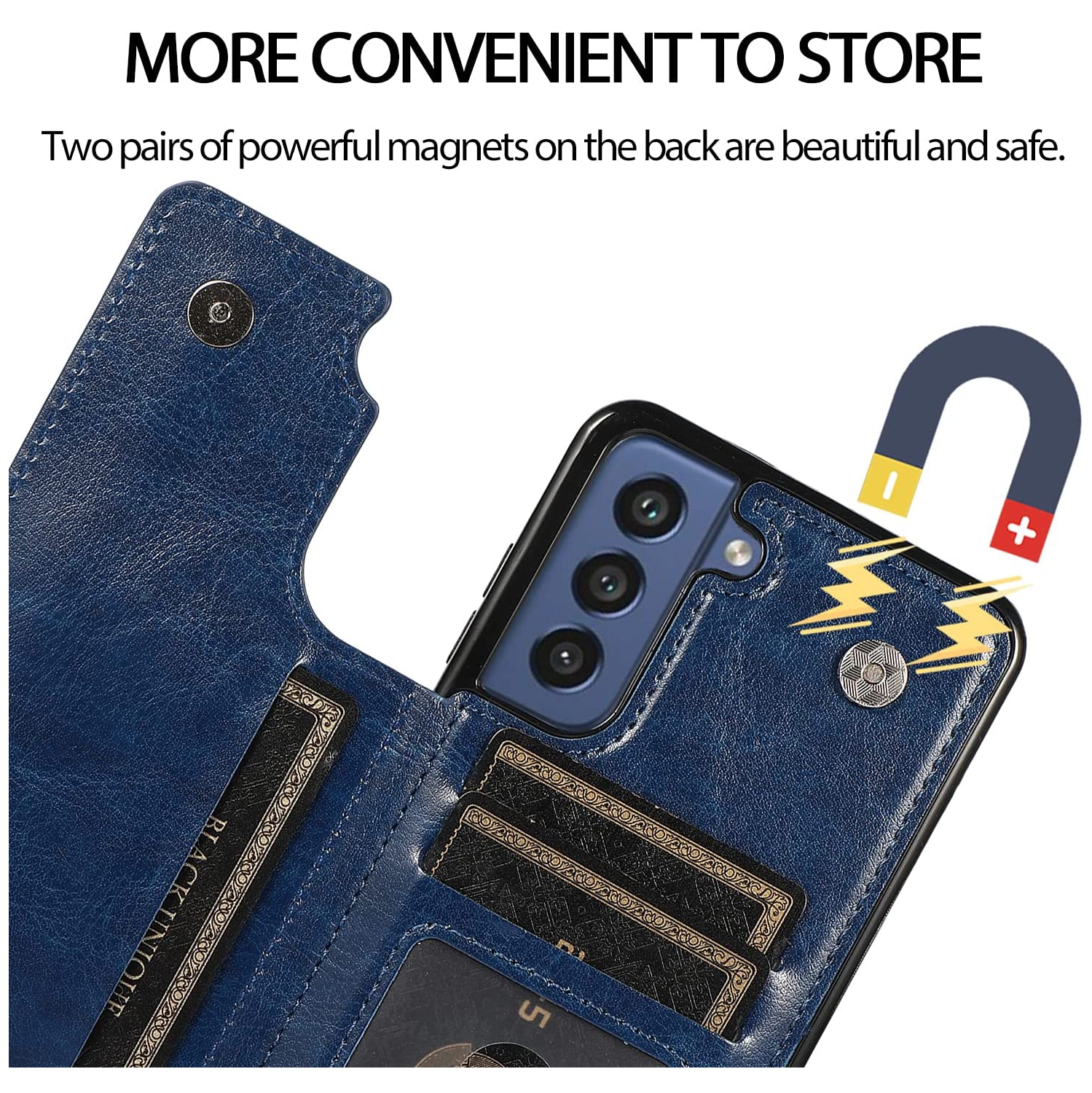 Merlin Étui portefeuille en cuir PU avec avec Cartes Poches Arrière Coque pour Samsung Galaxy S21FE