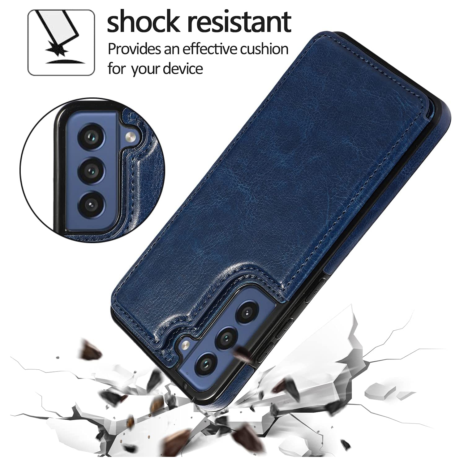 Merlin Étui portefeuille en cuir PU avec avec Cartes Poches Arrière Coque pour Samsung Galaxy S21FE