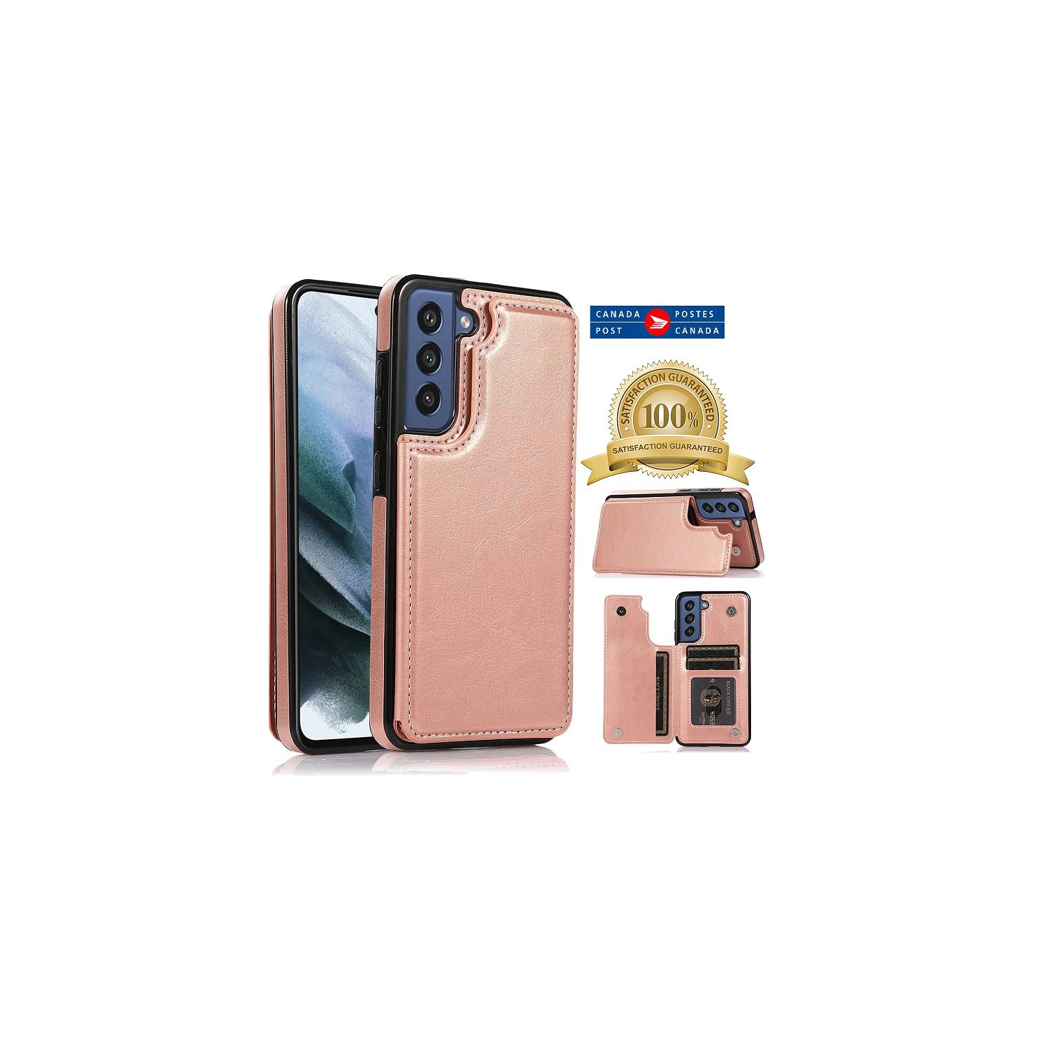 Merlin Étui portefeuille en cuir PU avec avec Cartes Poches Arrière Coque pour Samsung Galaxy S21FE