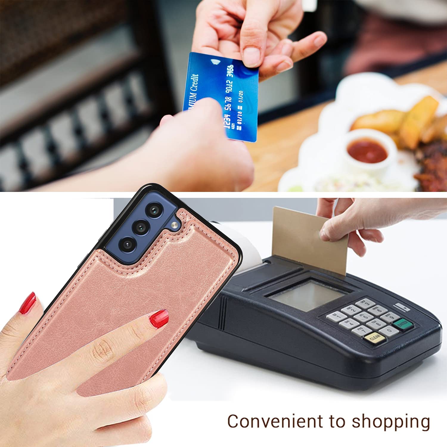 Merlin Étui portefeuille en cuir PU avec avec Cartes Poches Arrière Coque pour Samsung Galaxy S21FE