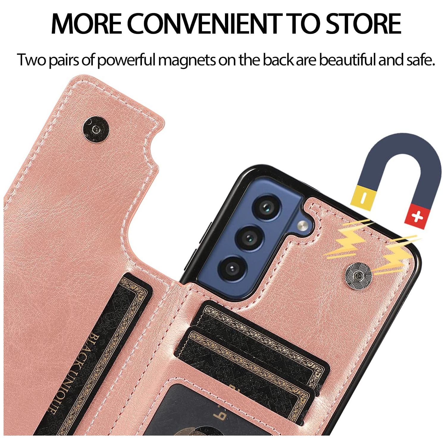 Merlin Étui portefeuille en cuir PU avec avec Cartes Poches Arrière Coque pour Samsung Galaxy S21FE