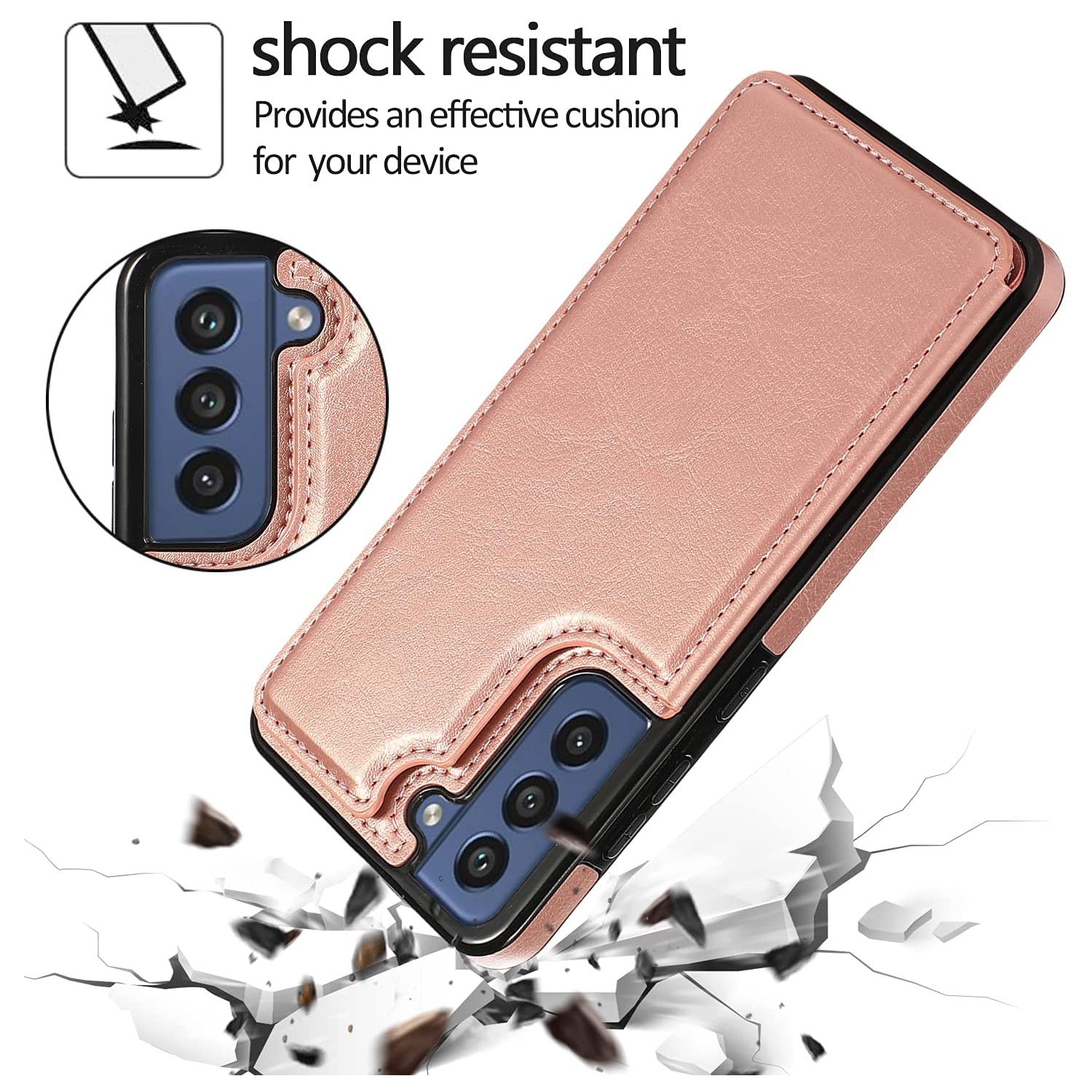 Merlin Étui portefeuille en cuir PU avec avec Cartes Poches Arrière Coque pour Samsung Galaxy S21FE