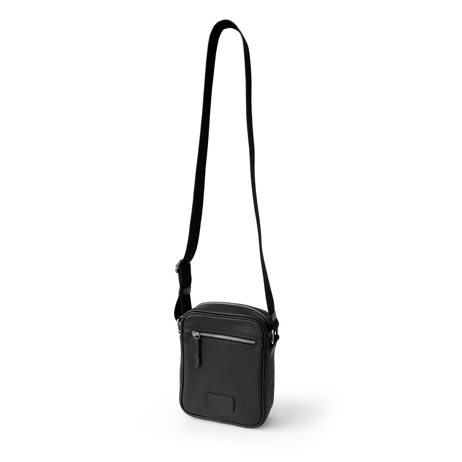 Club Rochelier Unisex Leather Top Zipper Crossbody Bag Black