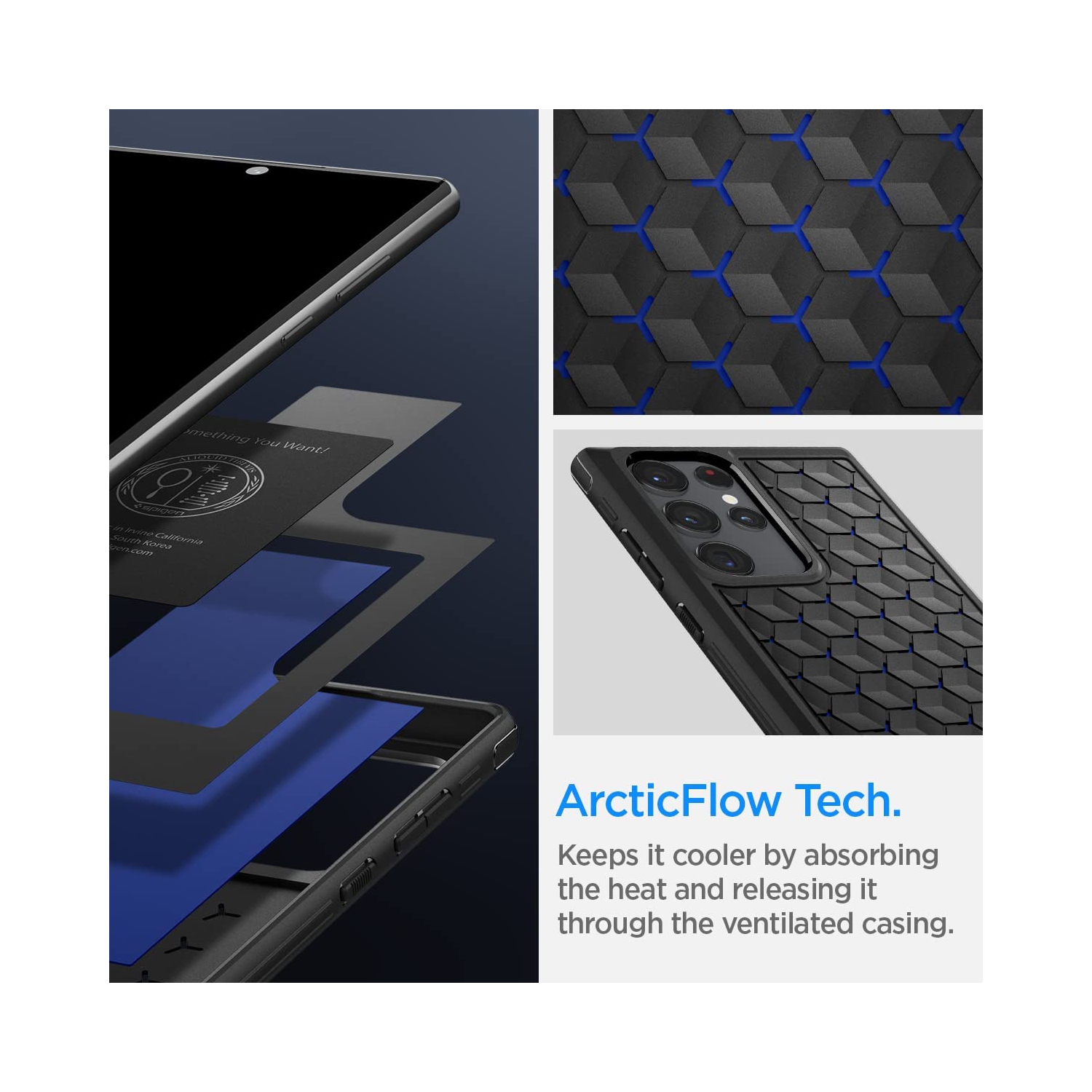 Étui Cryo Armor de Spigen pour Galaxy S22 Ultra de Samsung - Noir mat