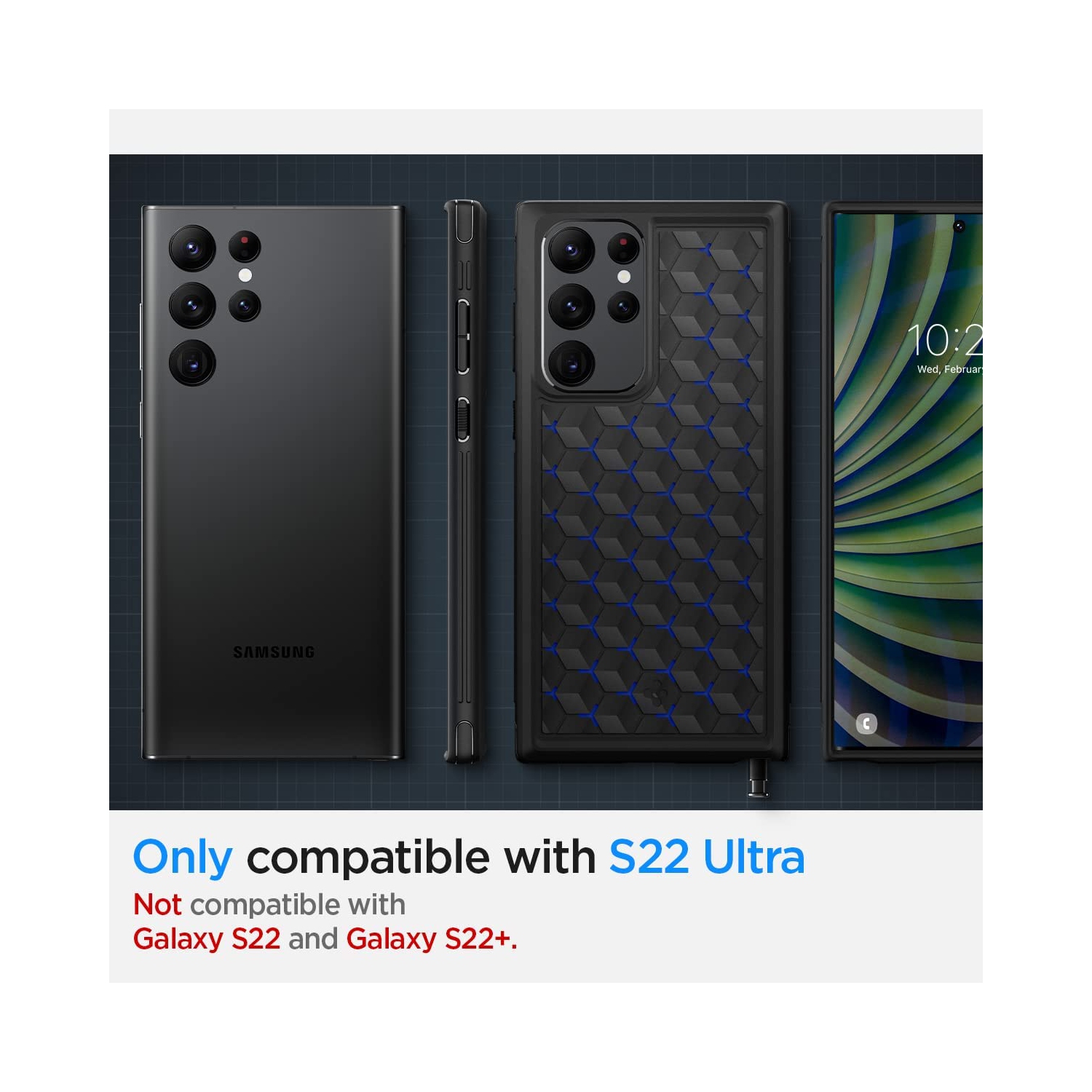 Étui Cryo Armor de Spigen pour Galaxy S22 Ultra de Samsung - Noir mat