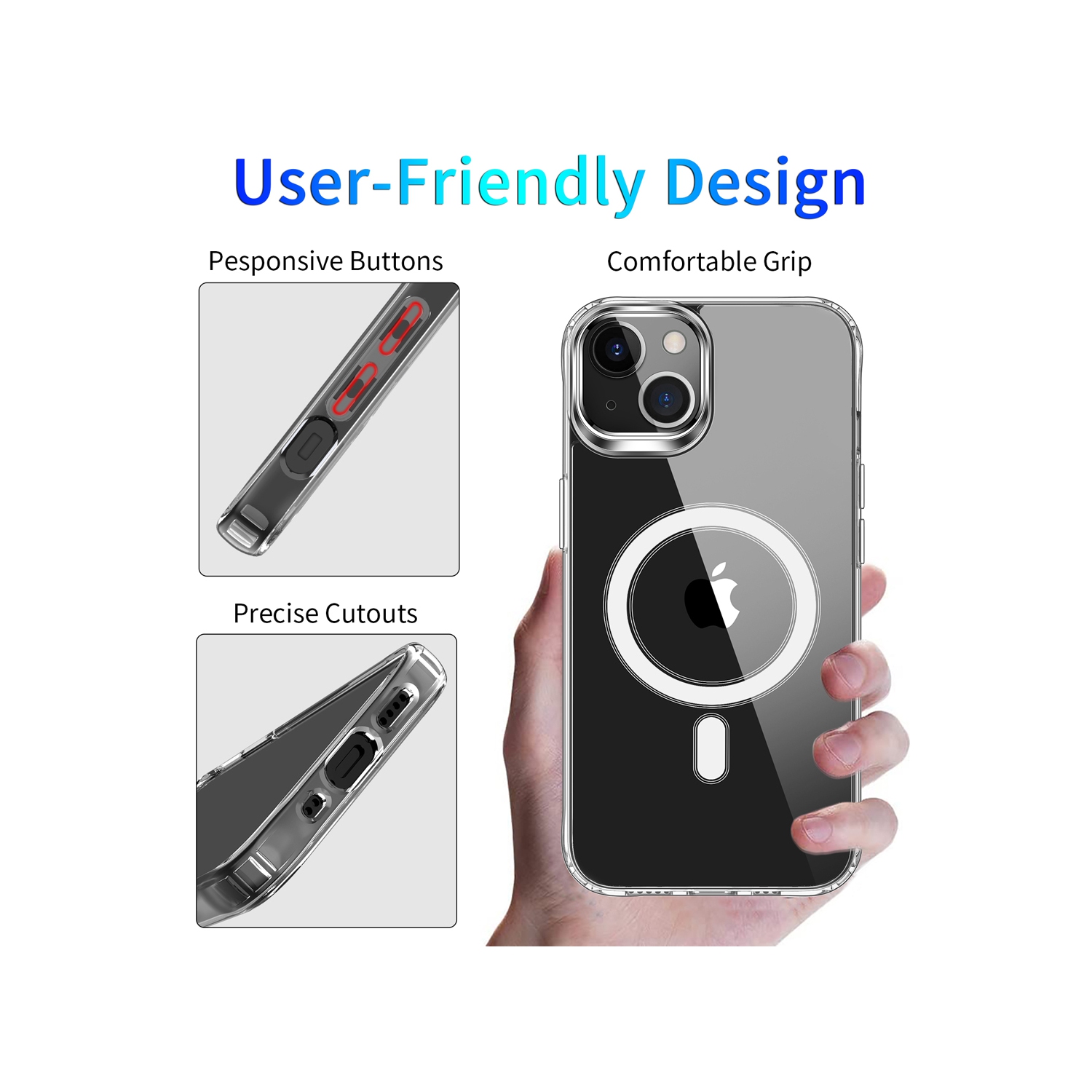 Étui transparent naor compatible avec iPhone 13 6,1 po, compatible avec MagSafe, [antichoc] [protection contre les chutes] - transparent